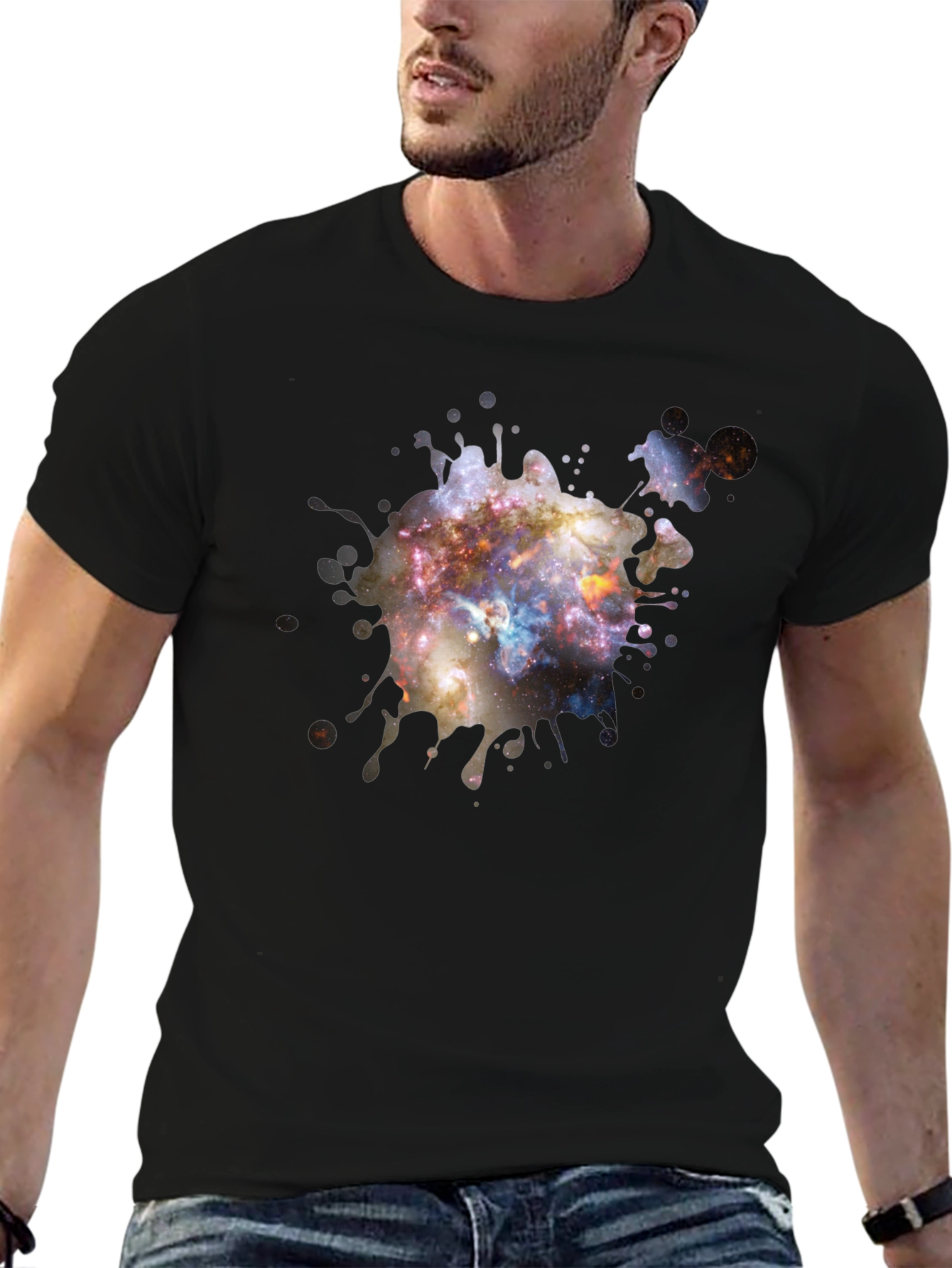 Galaxy Paint Splatter Black T-Shirt