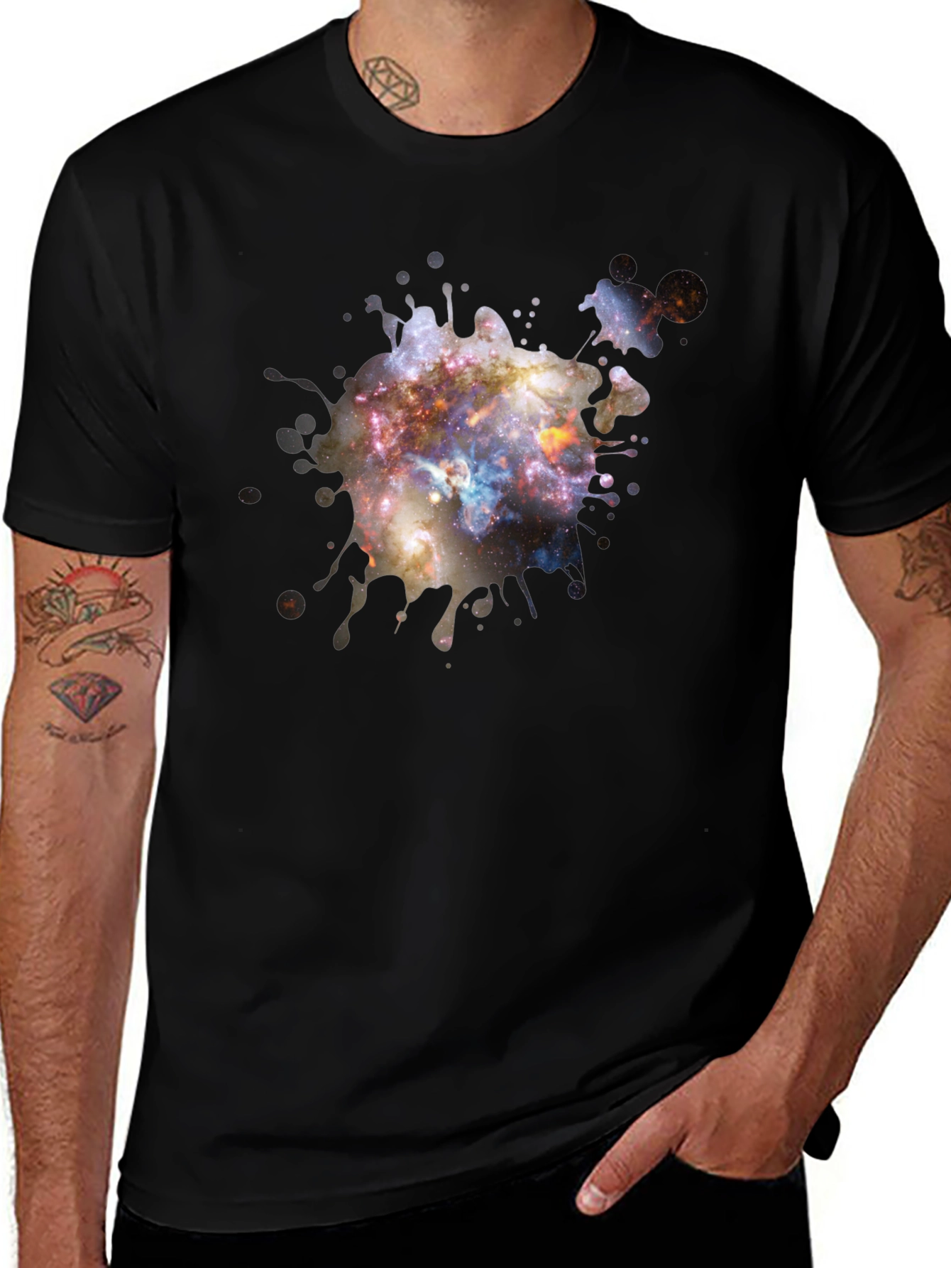 Galaxy Paint Splatter Black T-Shirt