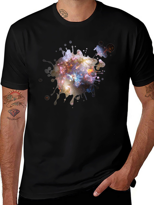 Galaxy Paint Splatter Black T-Shirt