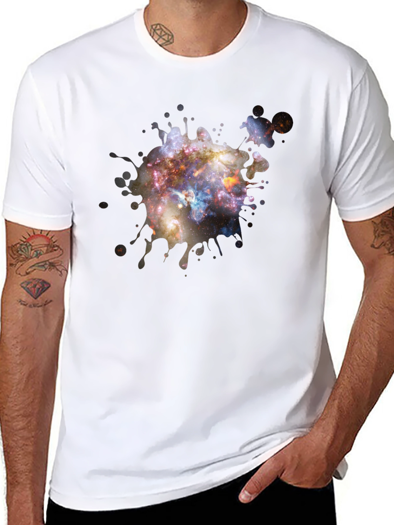 Galaxy Paint Splatter Black T-Shirt