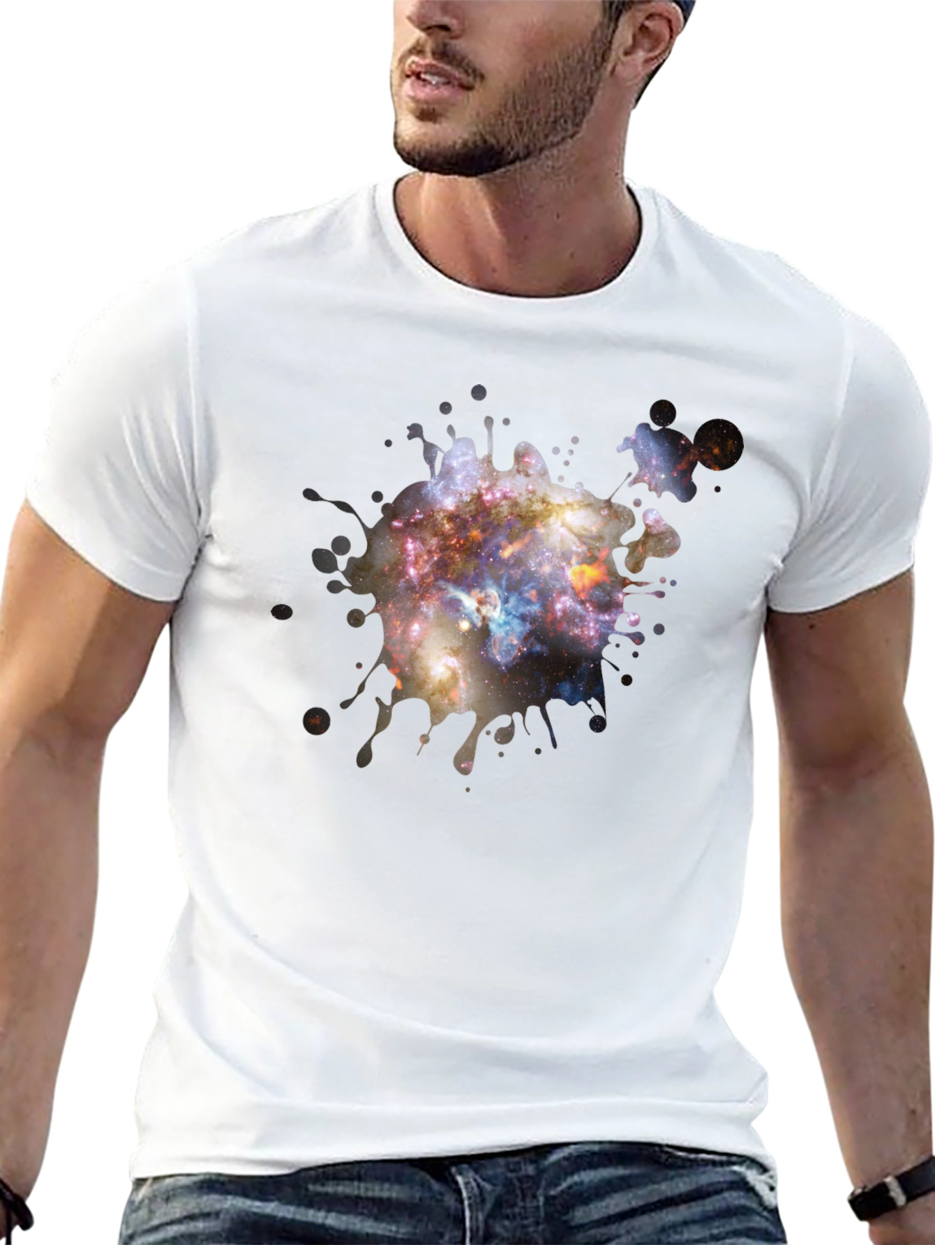 Galaxy Paint Splatter Black T-Shirt