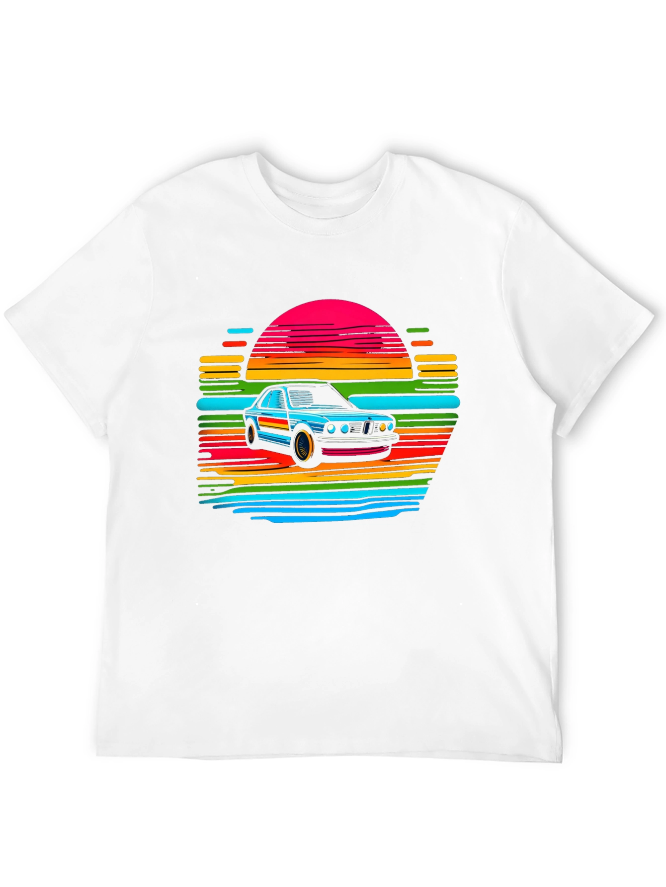 Retro Car Sunset T-Shirt - Black