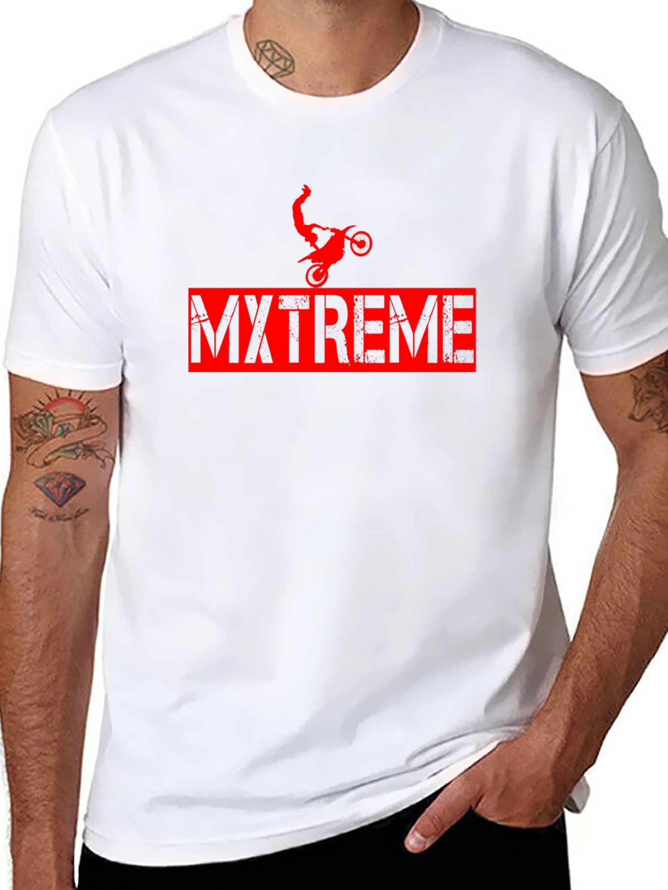 MXTREME Black Graphic Tee - Motocross Stunt Design