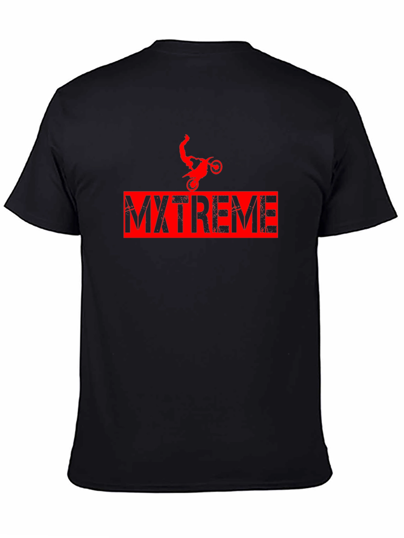 MXTREME Black Graphic Tee - Motocross Stunt Design