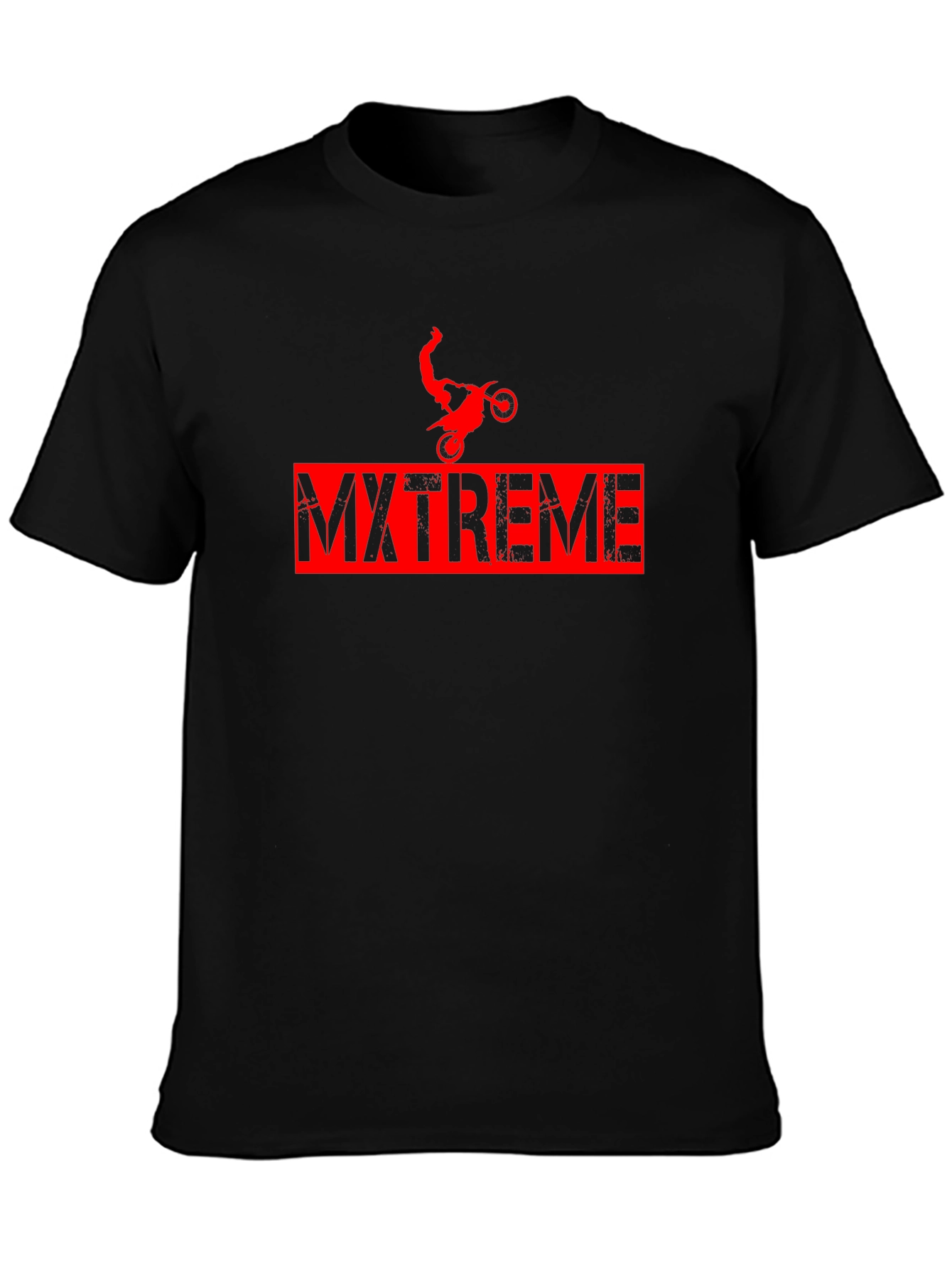 MXTREME Black Graphic Tee - Motocross Stunt Design