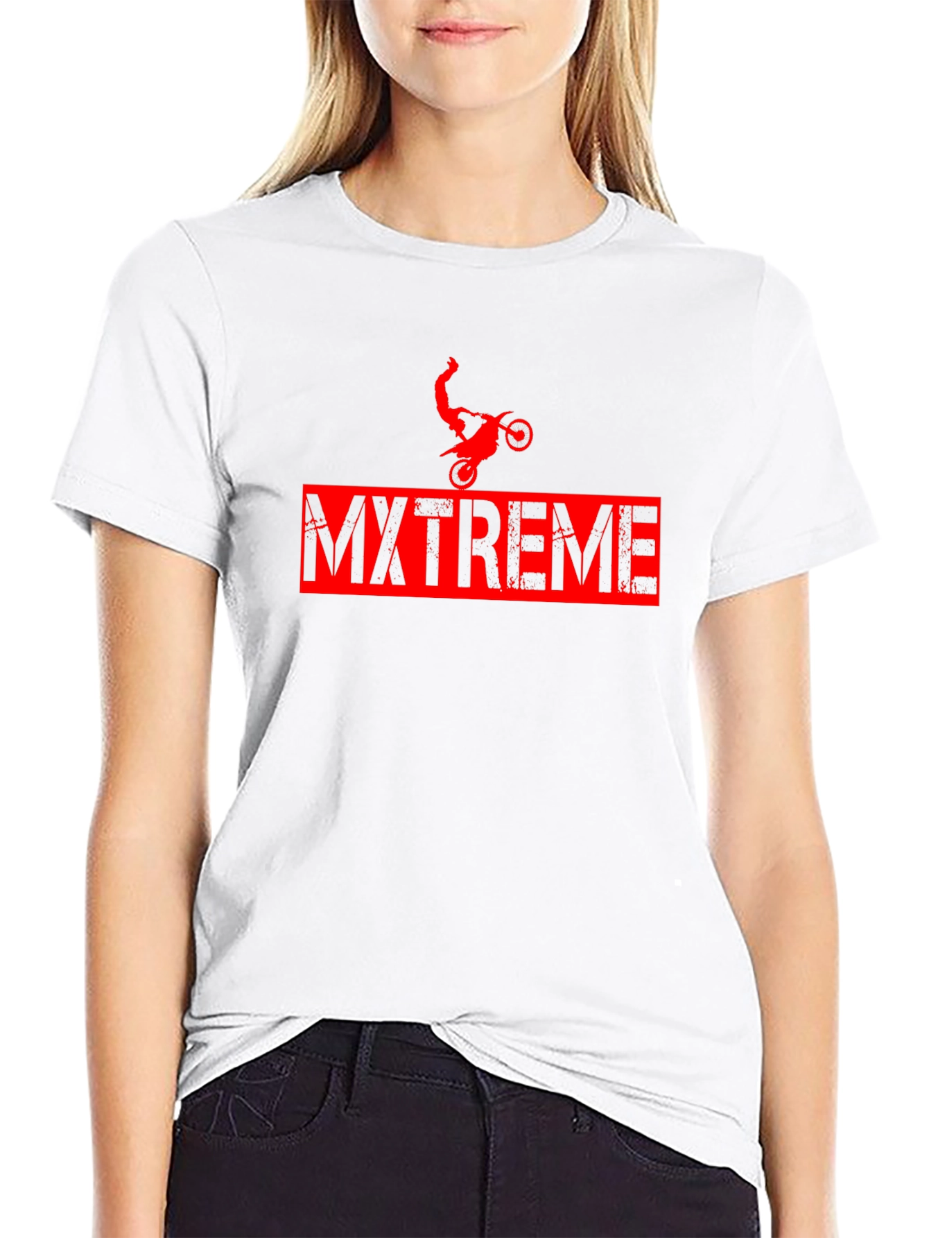 MXTREME Black Graphic Tee - Motocross Stunt Design