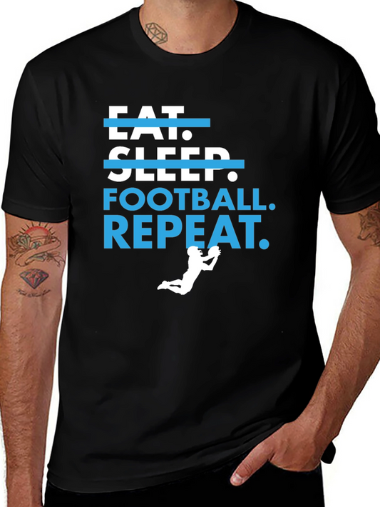 Eat Sleep Football Repeat T-Shirt Graphic Tee