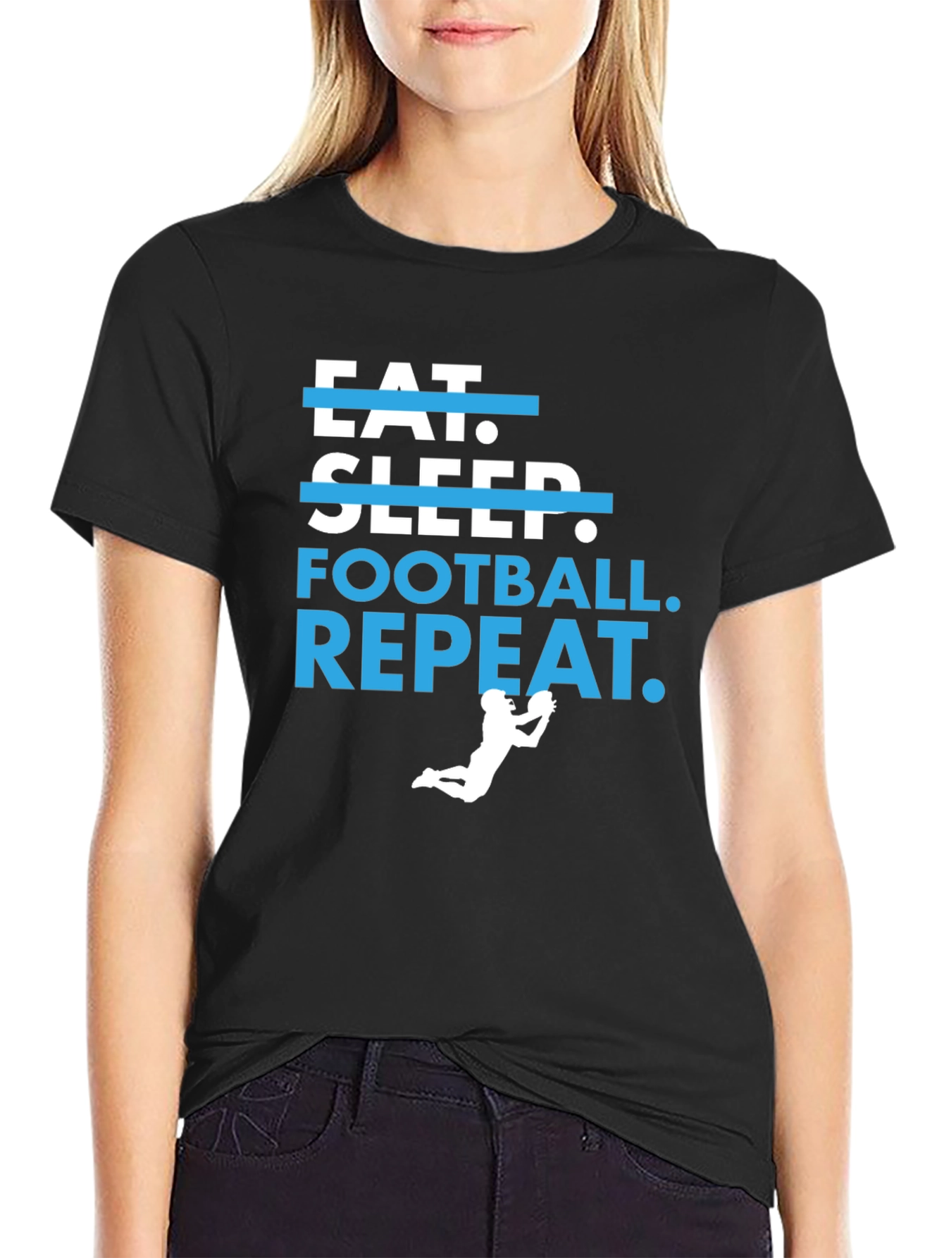 Eat Sleep Football Repeat T-Shirt Graphic Tee