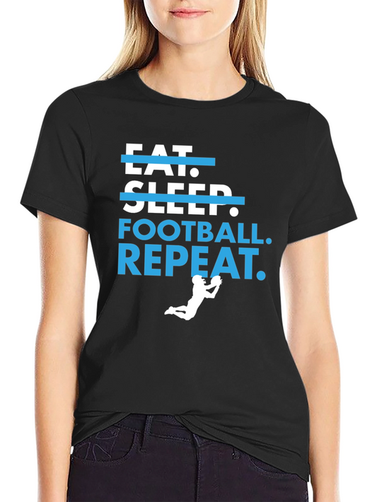 Eat Sleep Football Repeat T-Shirt Graphic Tee