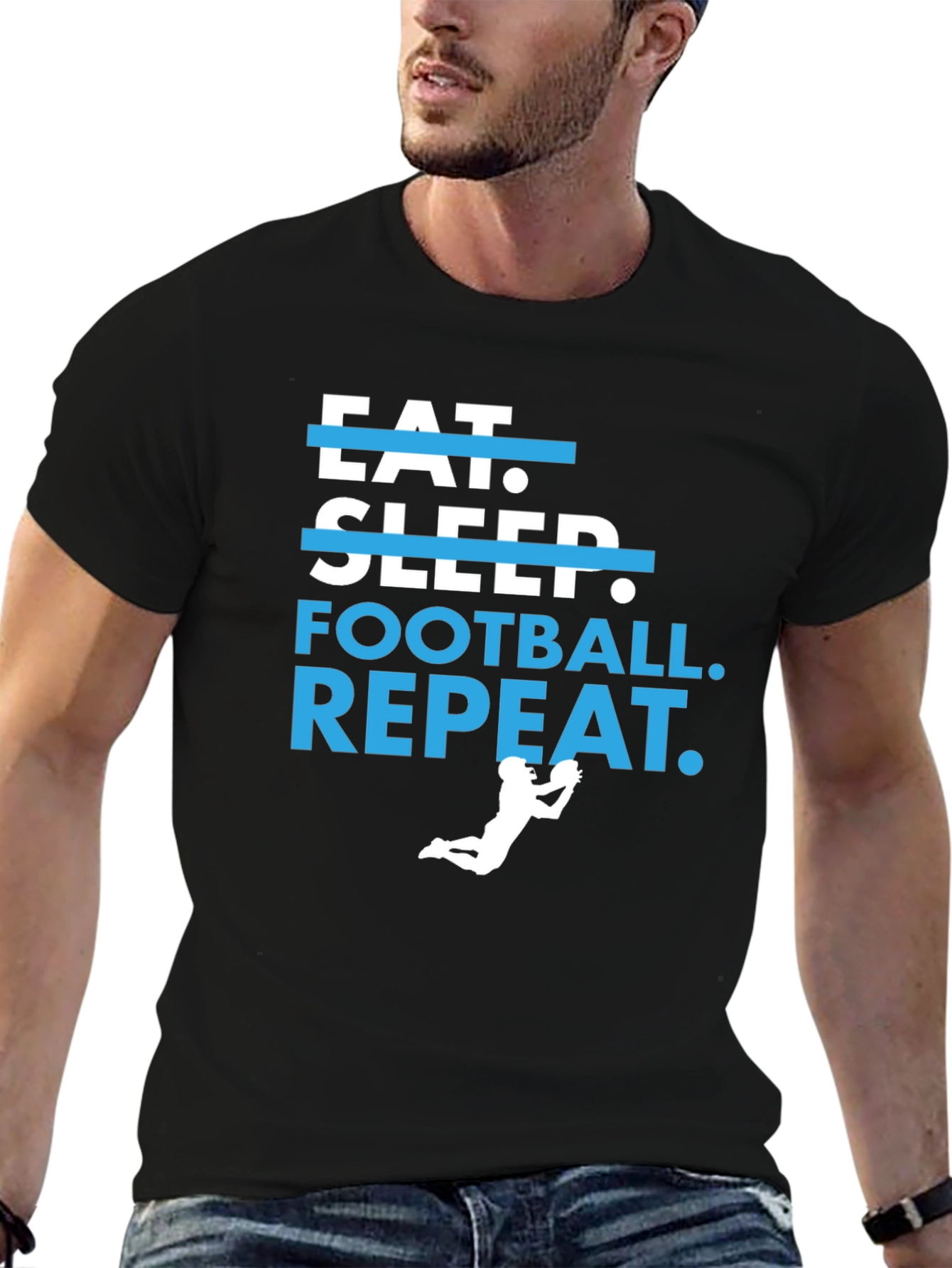 Eat Sleep Football Repeat T-Shirt Graphic Tee