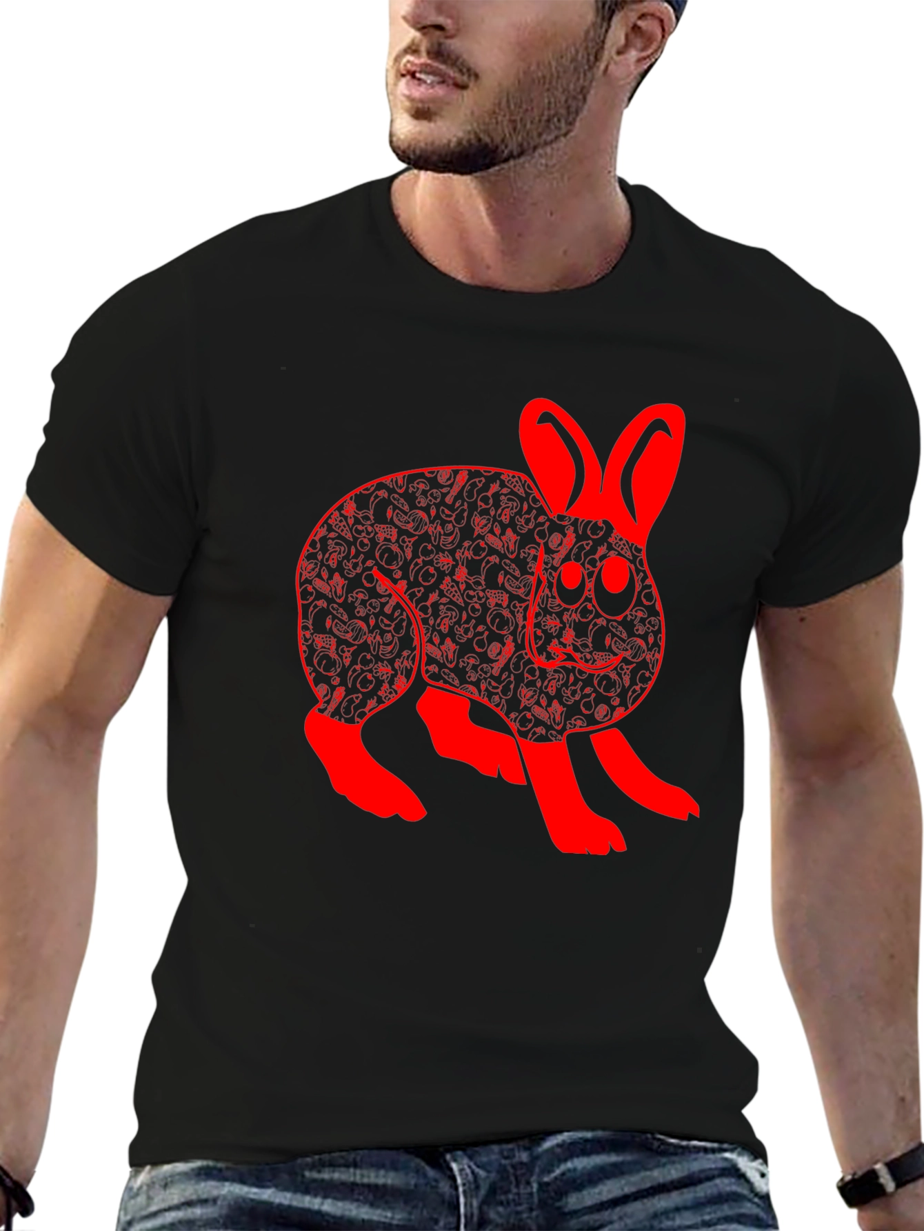 Rabbit Graphic Black T-Shirt