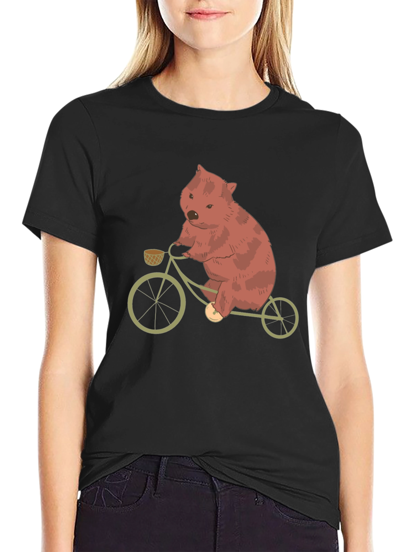 Wombat on Bike Graphic Tee - Black