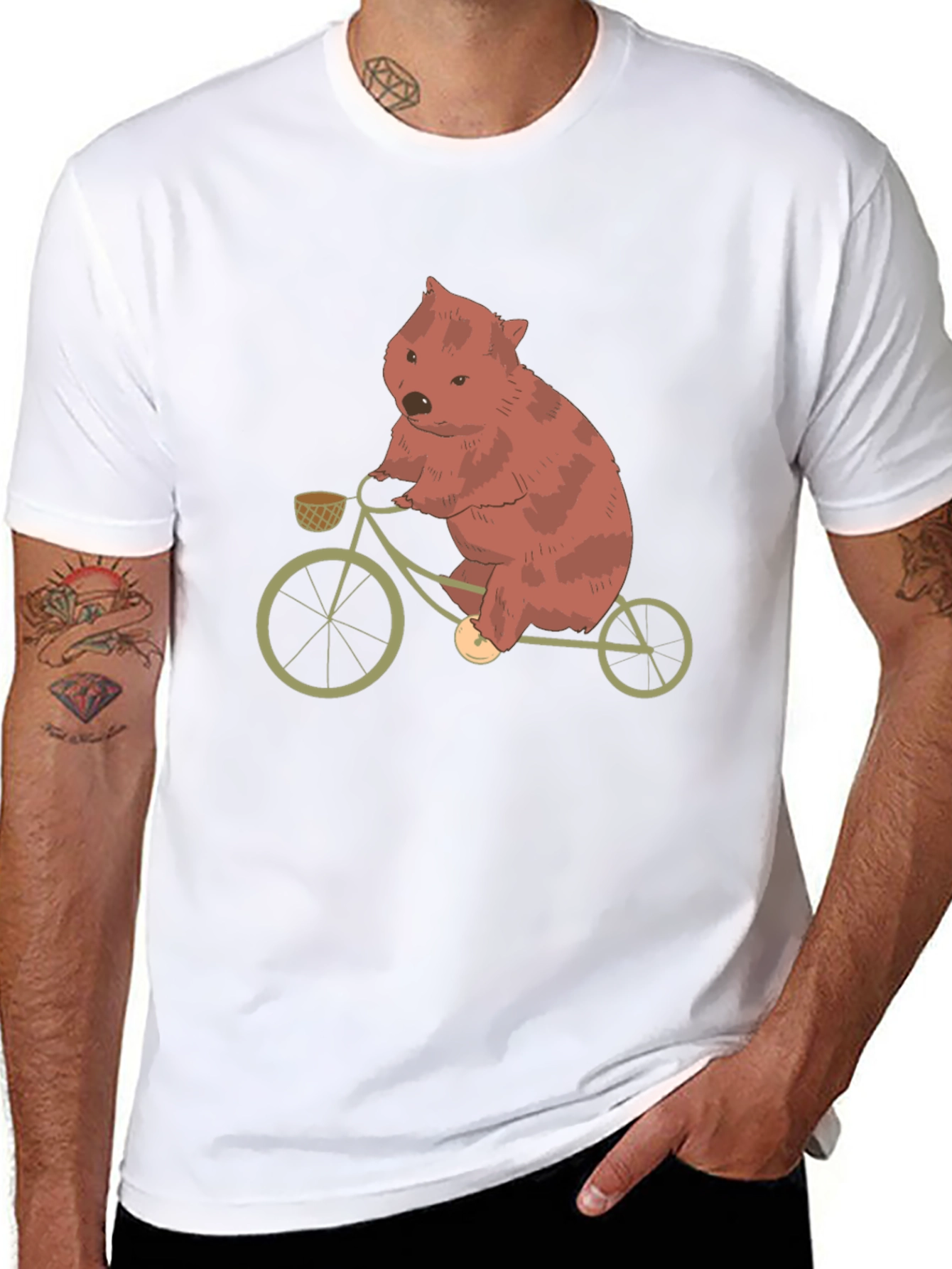 Wombat on Bike Graphic Tee - Black