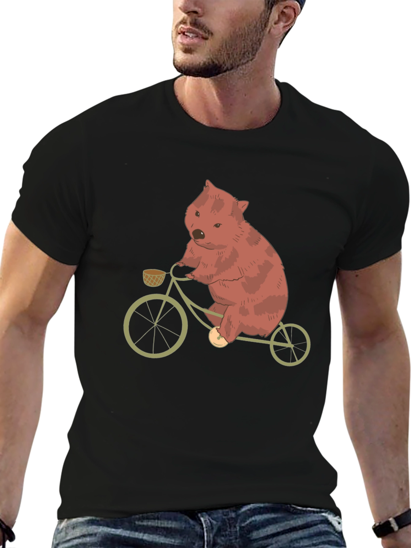 Wombat on Bike Graphic Tee - Black