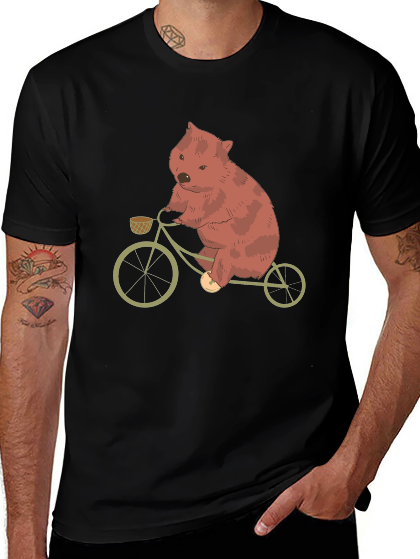 Wombat on Bike Graphic Tee - Black