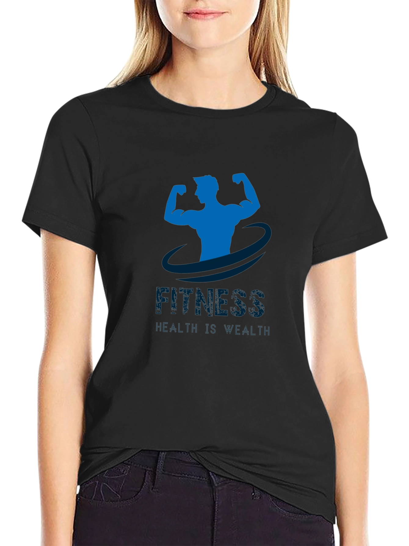 Fitness Graphic Print Tee - Black