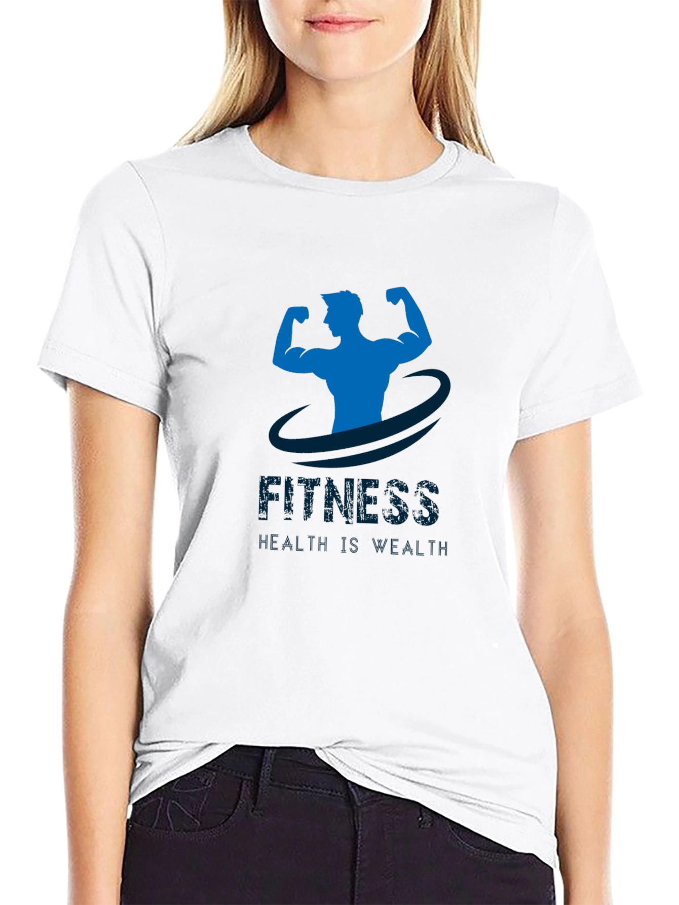 Fitness Graphic Print Tee - Black