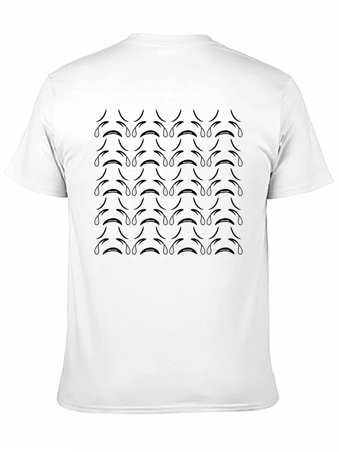 Tearful Pattern Black Tee - Modern Graphic Print Shirt