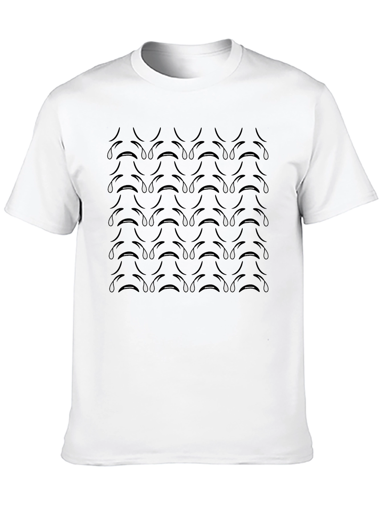 Tearful Pattern Black Tee - Modern Graphic Print Shirt