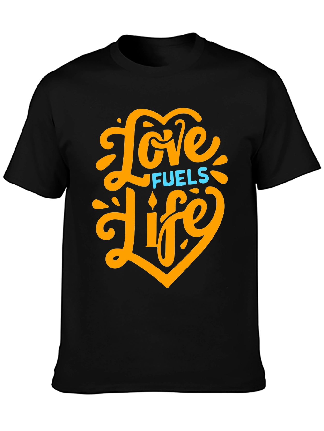 Love Fuels Life Black Graphic T-Shirt