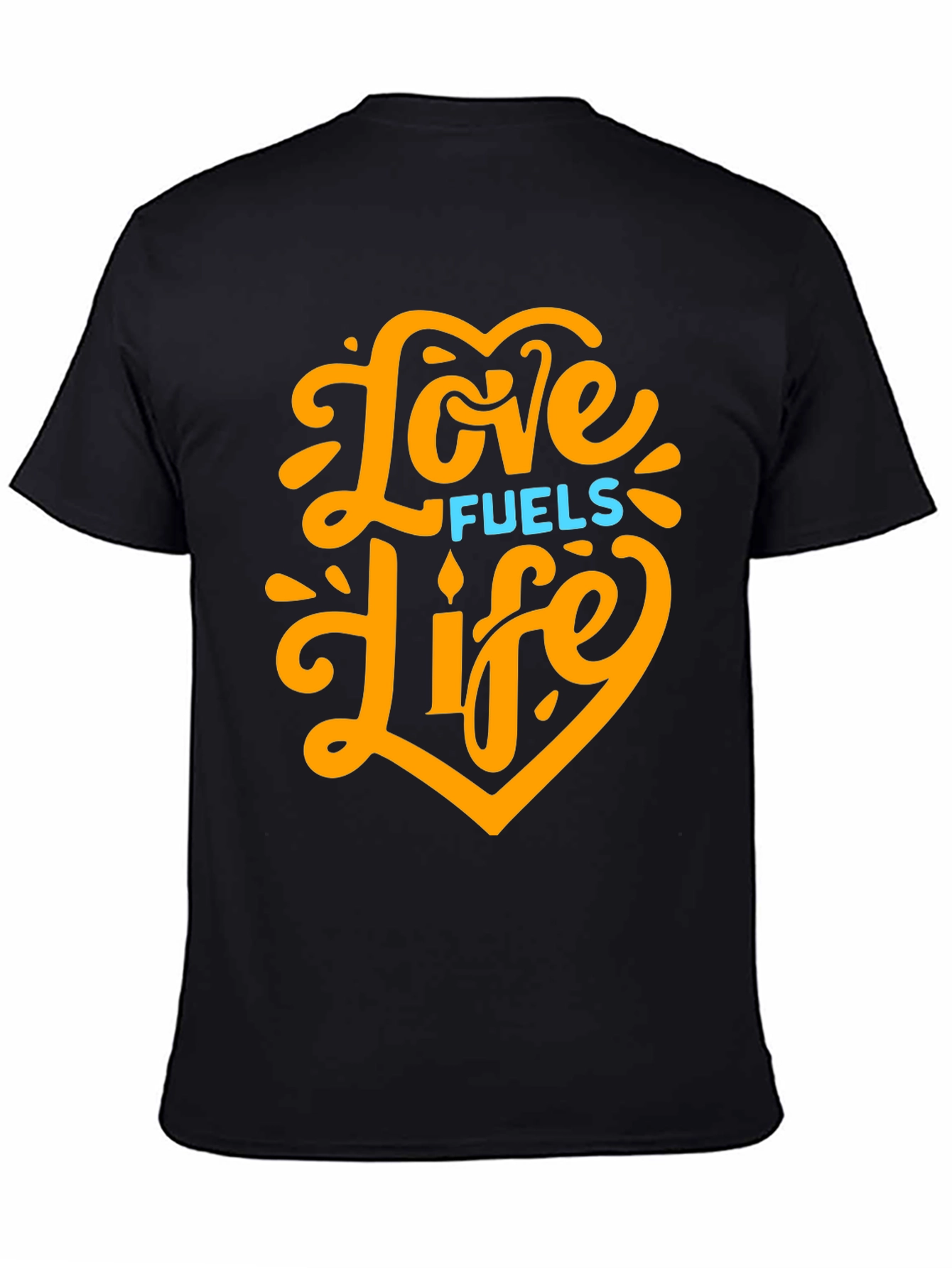 Love Fuels Life Black Graphic T-Shirt