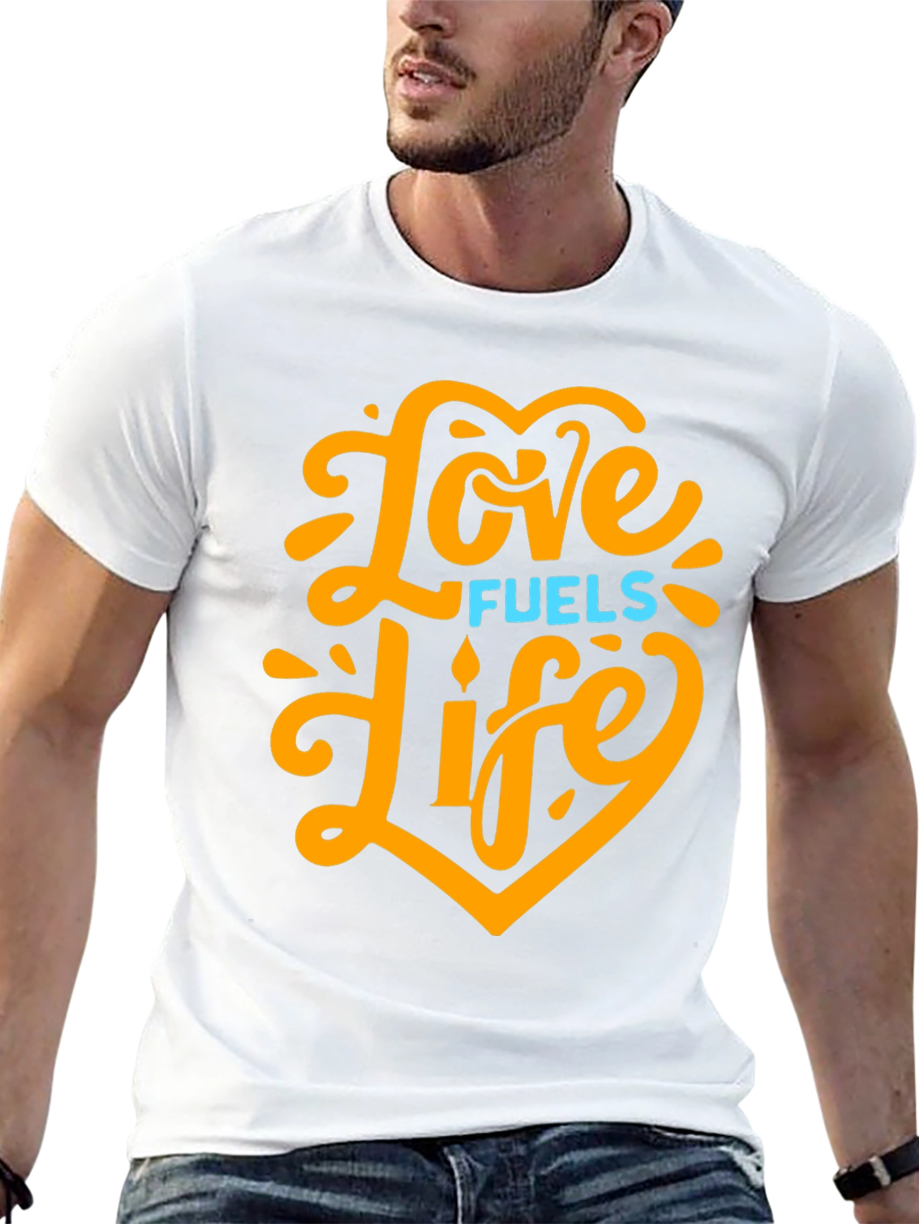 Love Fuels Life Black Graphic T-Shirt
