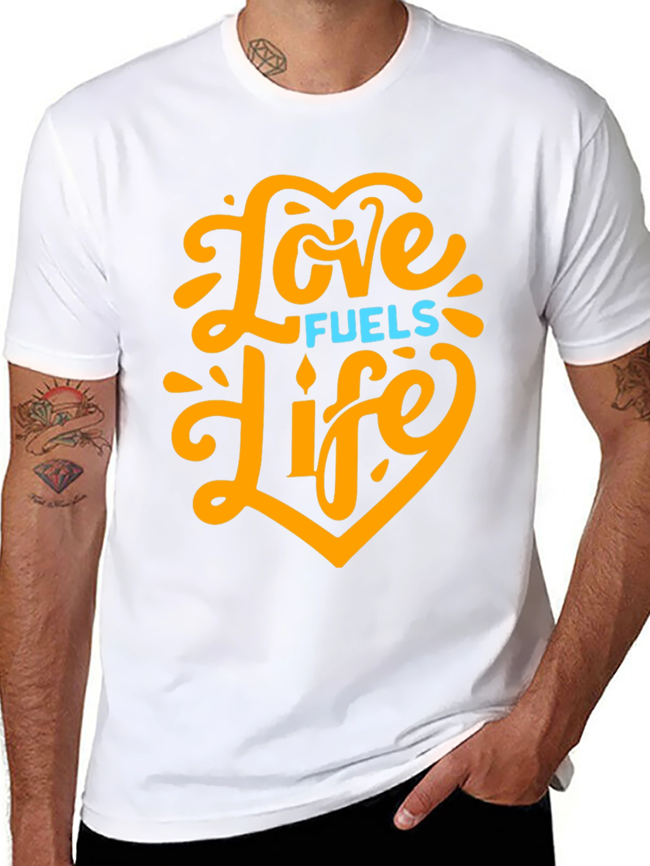 Love Fuels Life Black Graphic T-Shirt