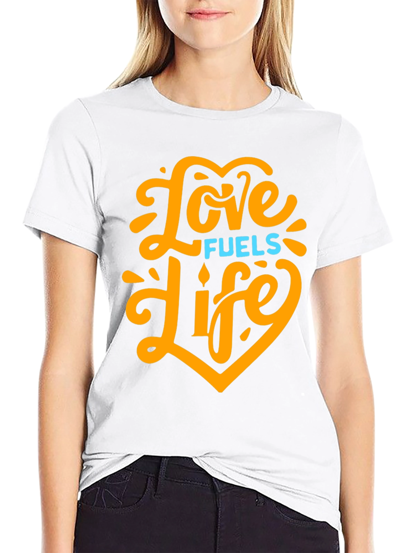 Love Fuels Life Black Graphic T-Shirt