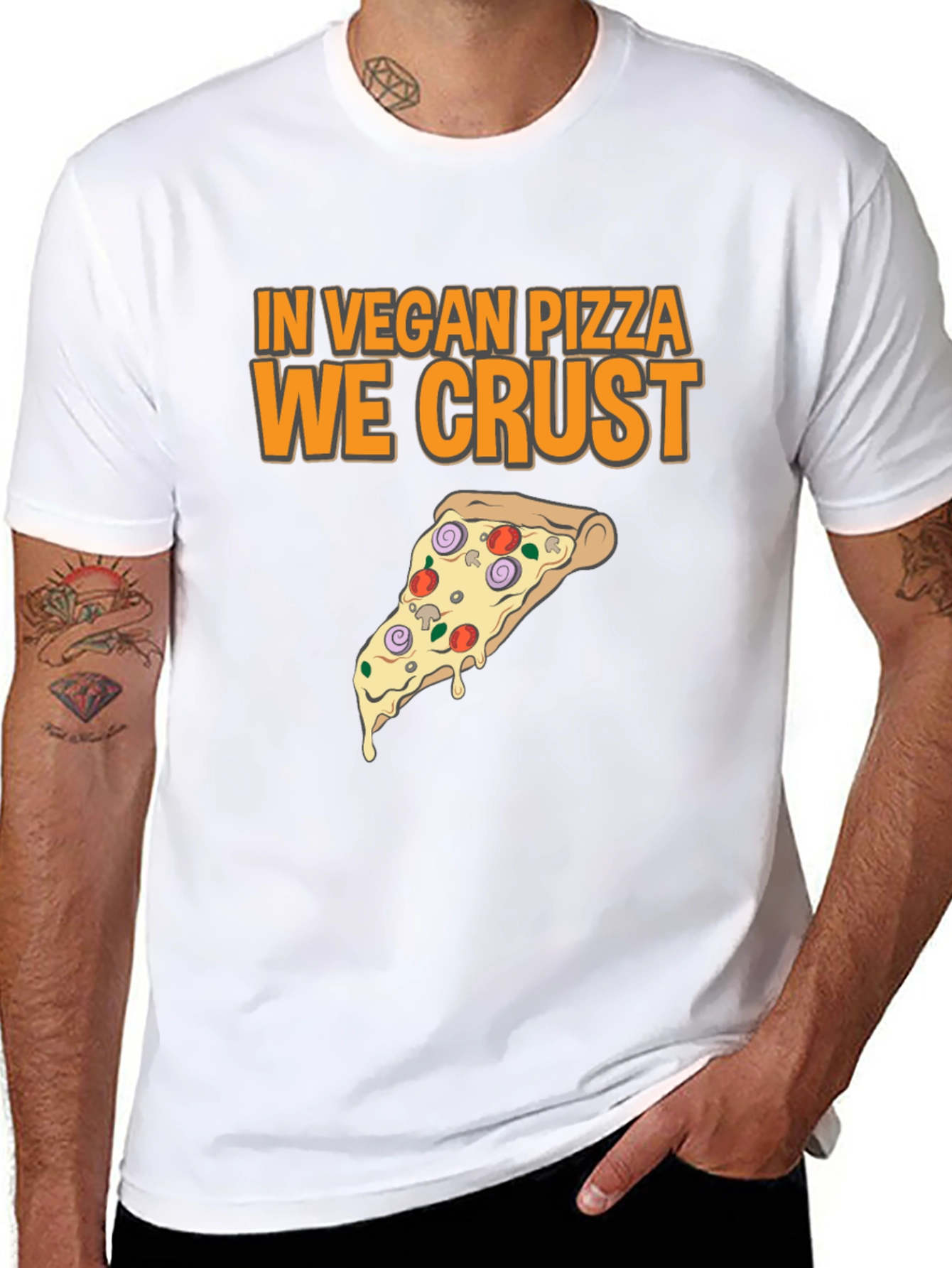 Vegan Pizza T-Shirt - In Vegan Pizza We Crust