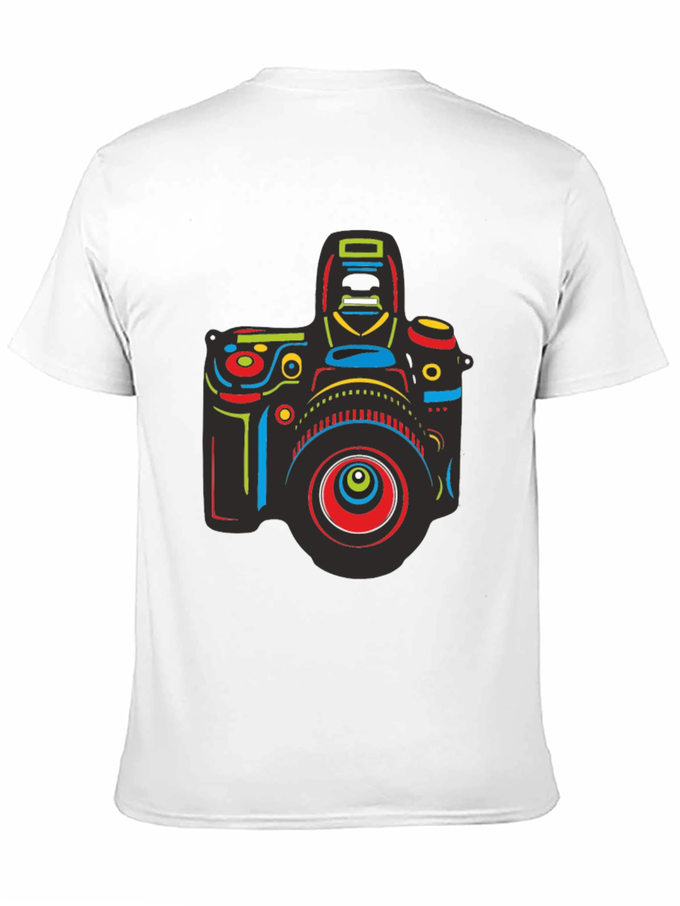Neon Camera Graphic Tee - Black Cotton