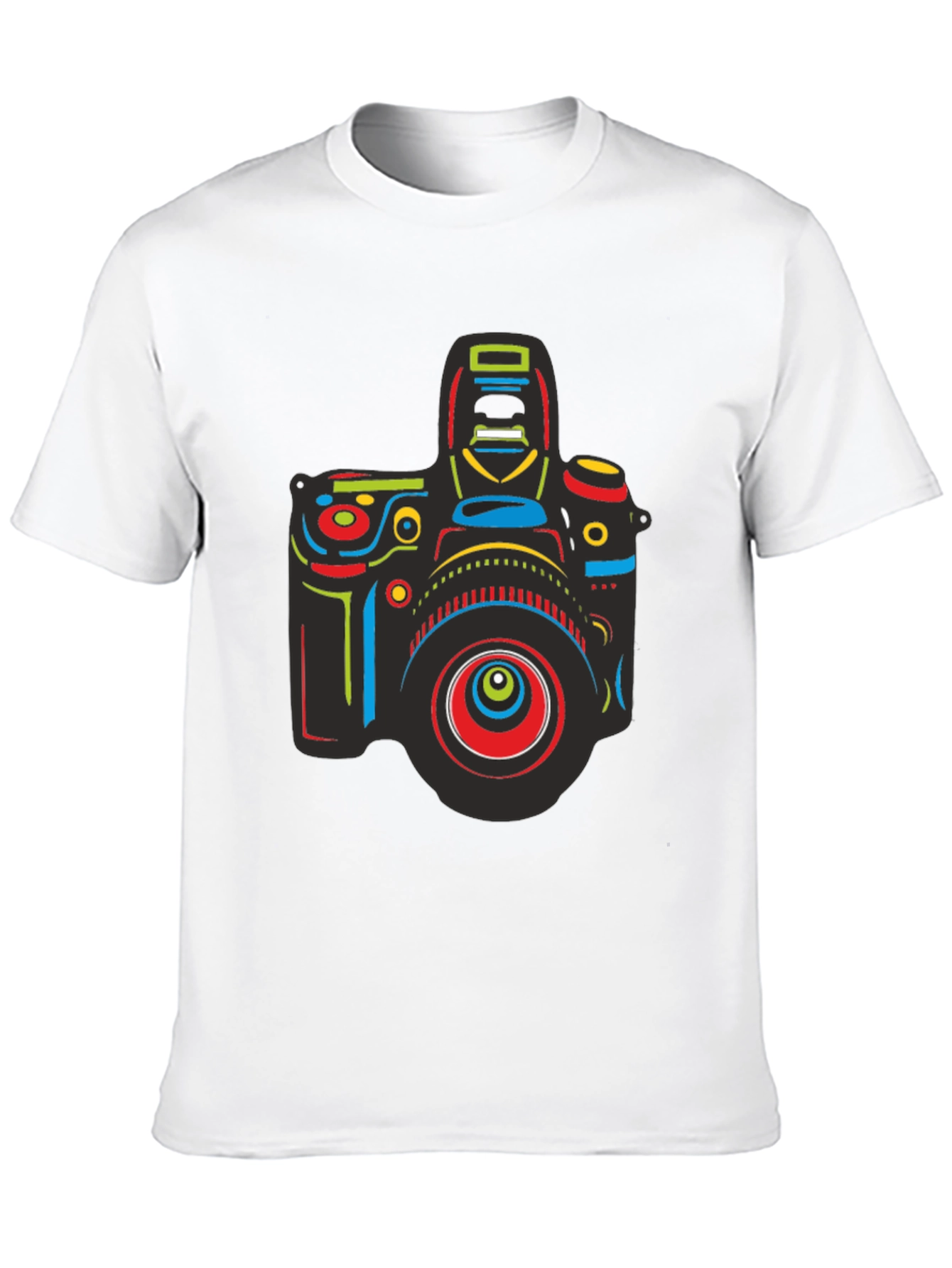 Neon Camera Graphic Tee - Black Cotton