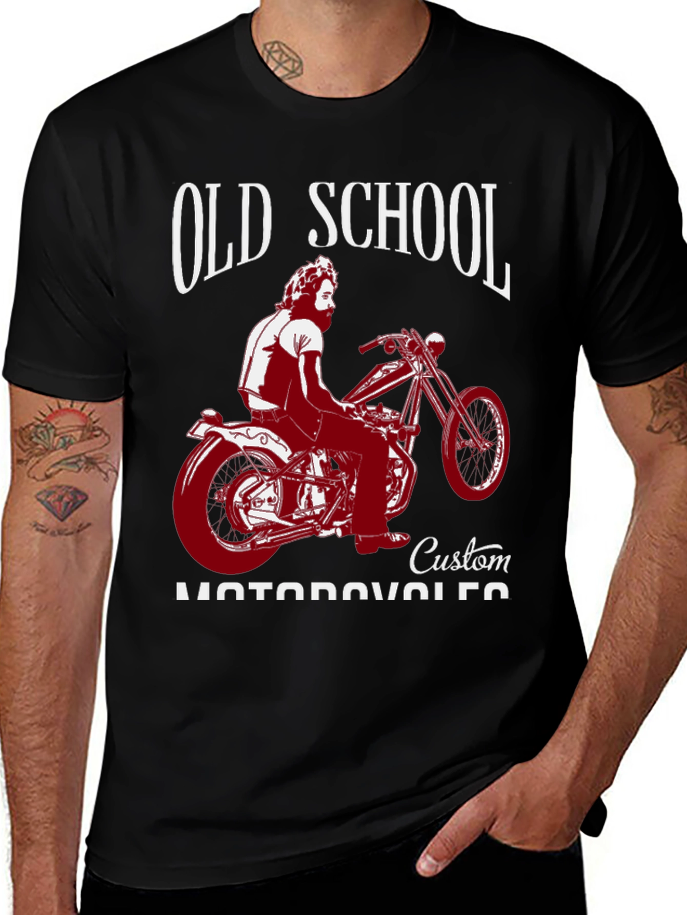 Old School Custom Motorcycle Graphic T-Shirt