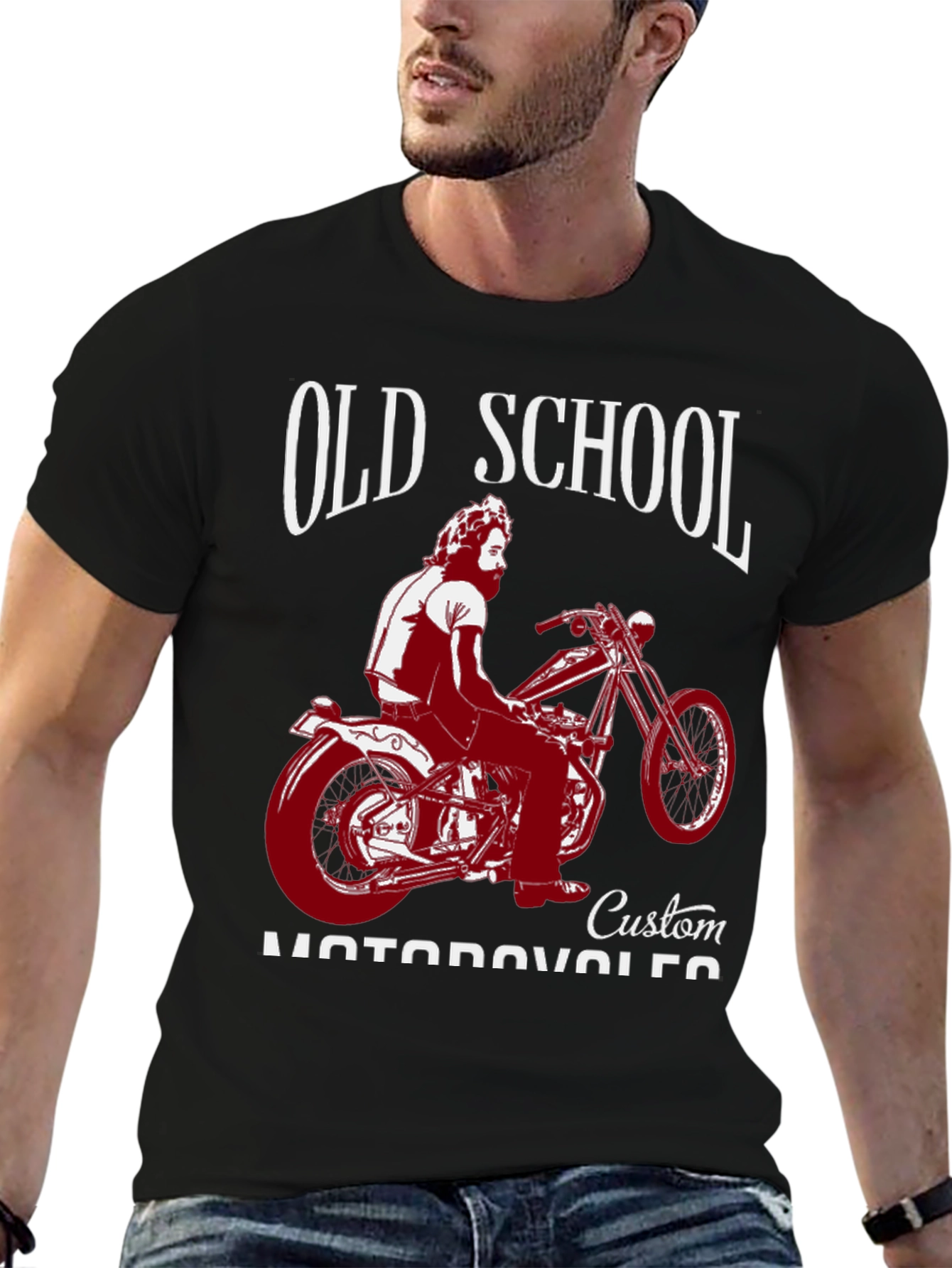 Old School Custom Motorcycle Graphic T-Shirt