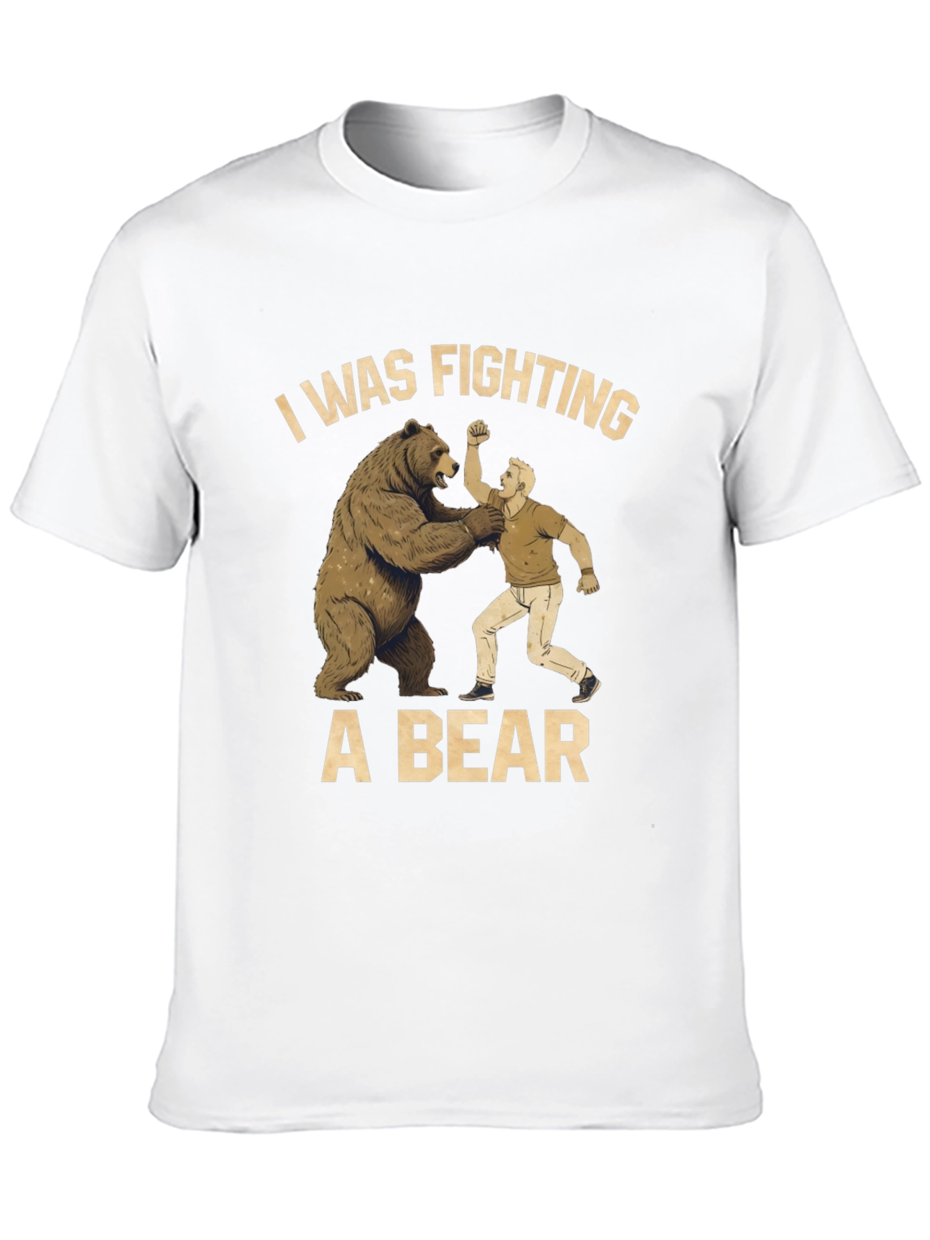 Fighting a Bear T-Shirt - Mens Black Graphic Tee