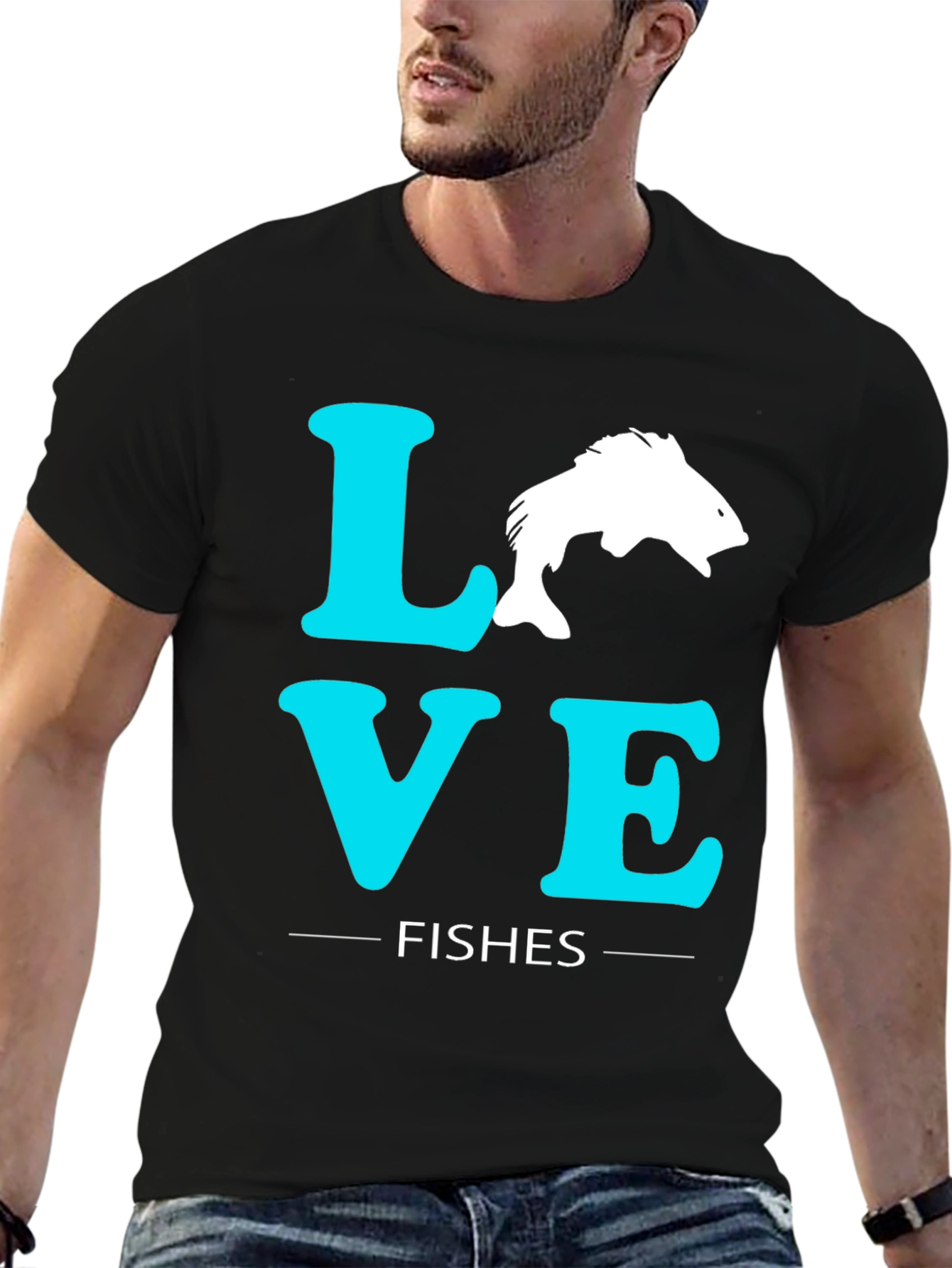 Love Fishes Graphic Tee - Black Cotton T-Shirt