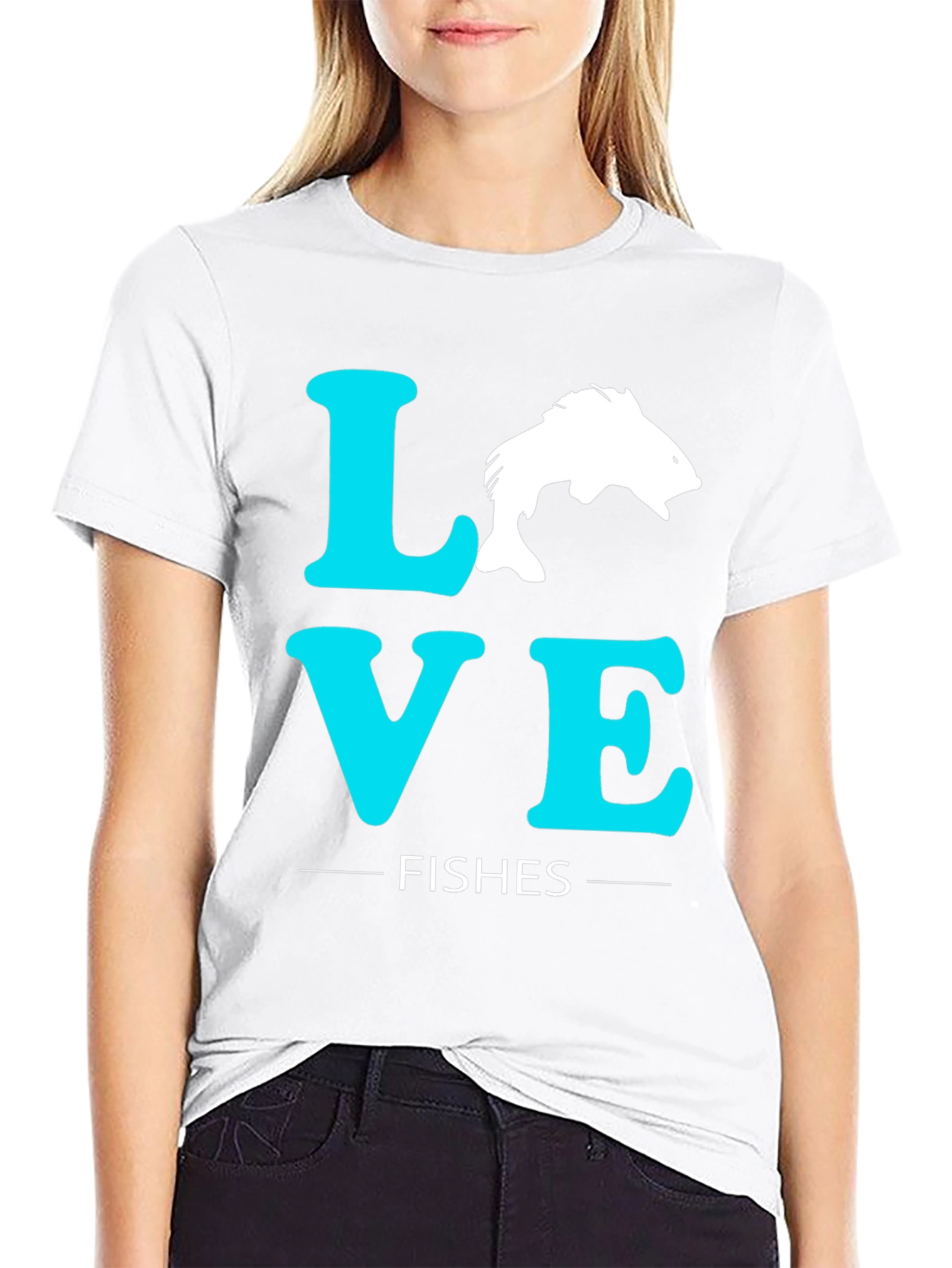 Love Fishes Graphic Tee - Black Cotton T-Shirt