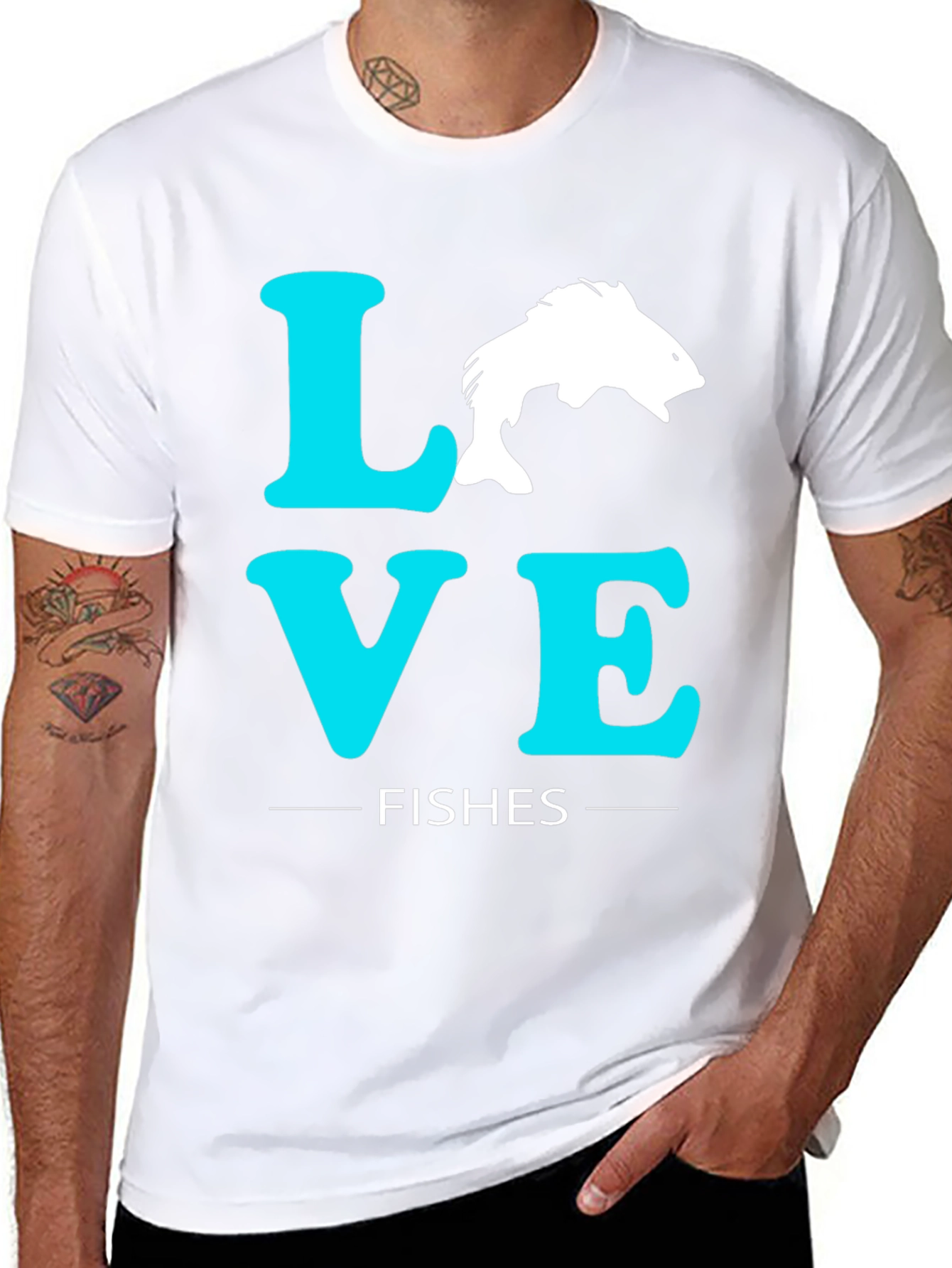 Love Fishes Graphic Tee - Black Cotton T-Shirt