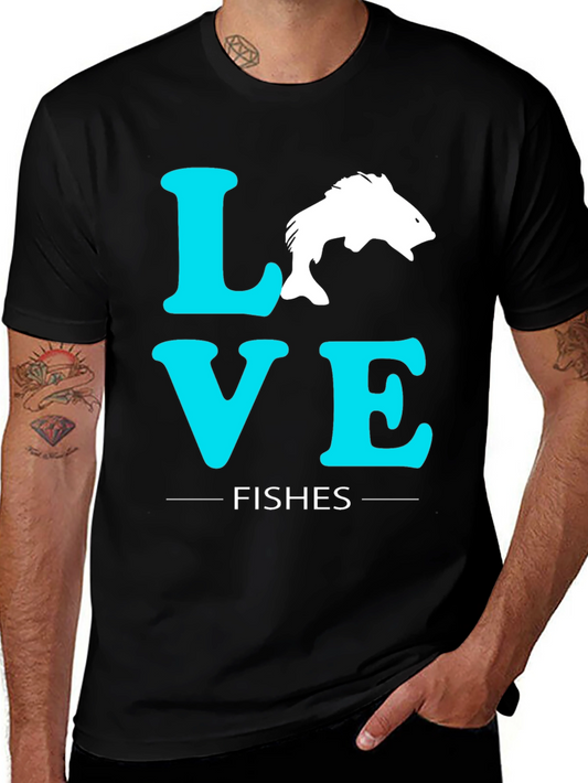 Love Fishes Graphic Tee - Black Cotton T-Shirt