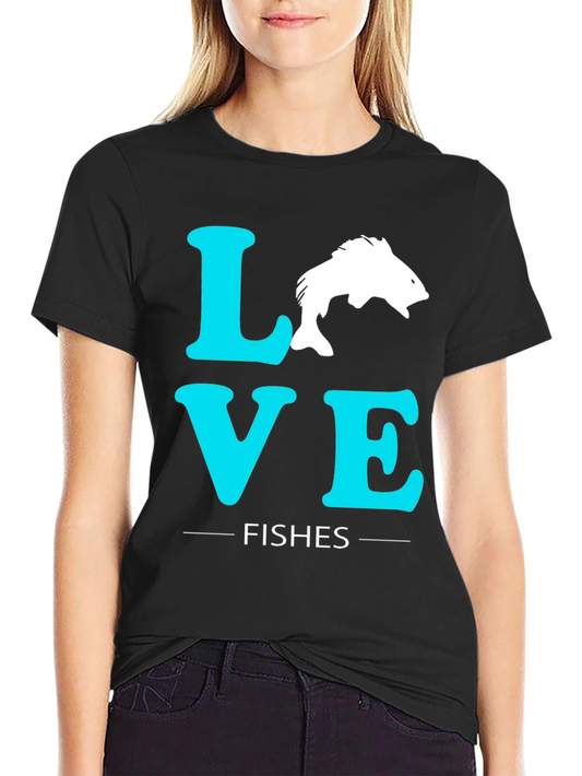 Love Fishes Graphic Tee - Black Cotton T-Shirt
