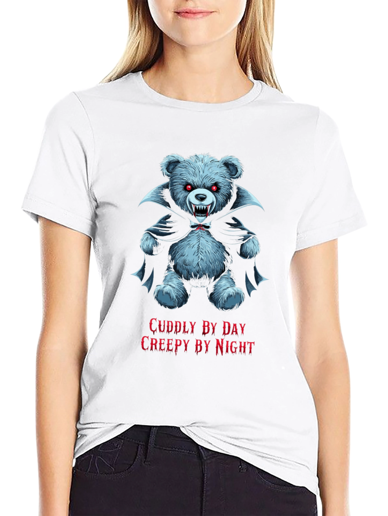 Cuddly By Day Creepy By Night Bear T-Shirt
