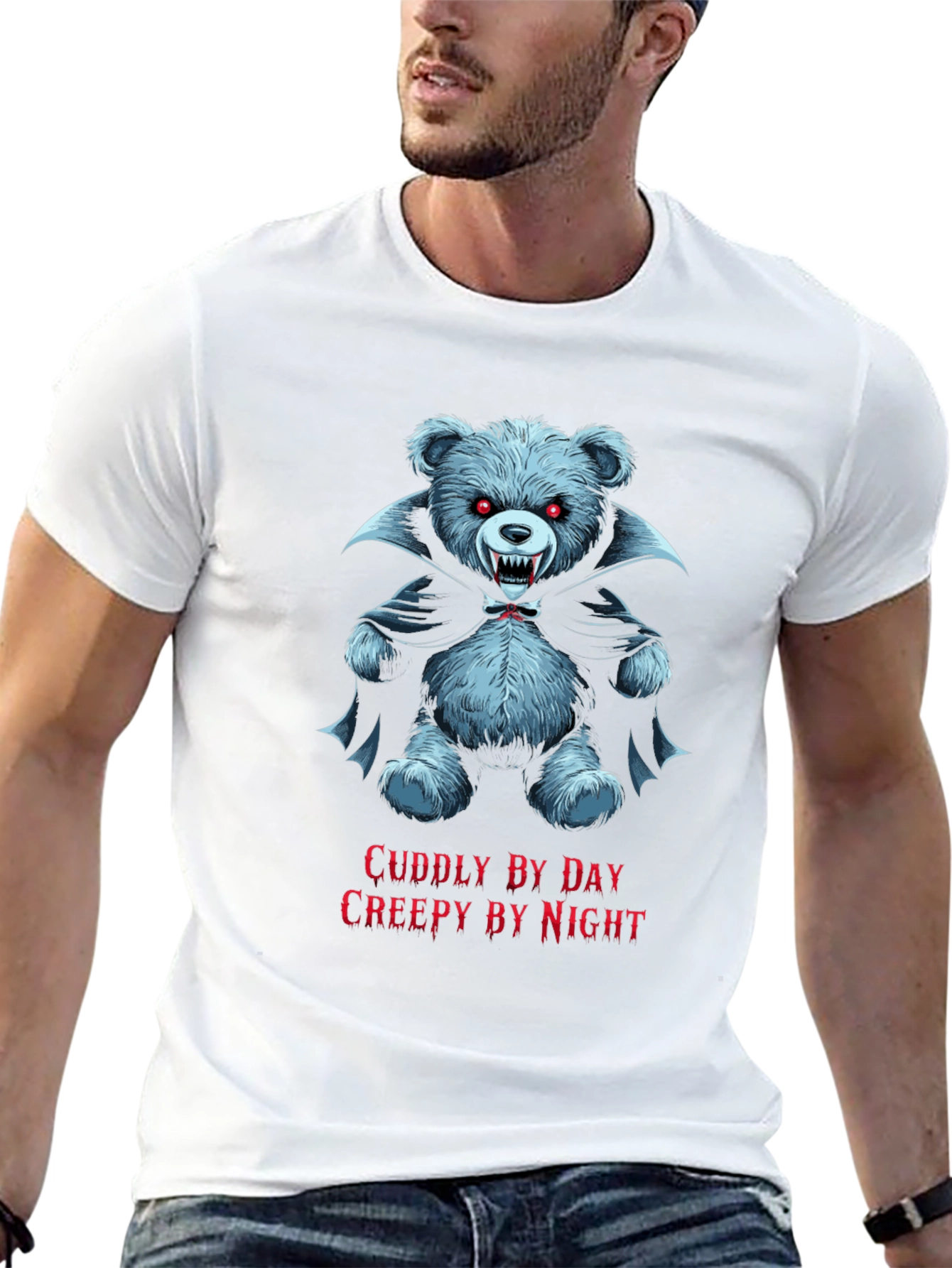 Cuddly By Day Creepy By Night Bear T-Shirt