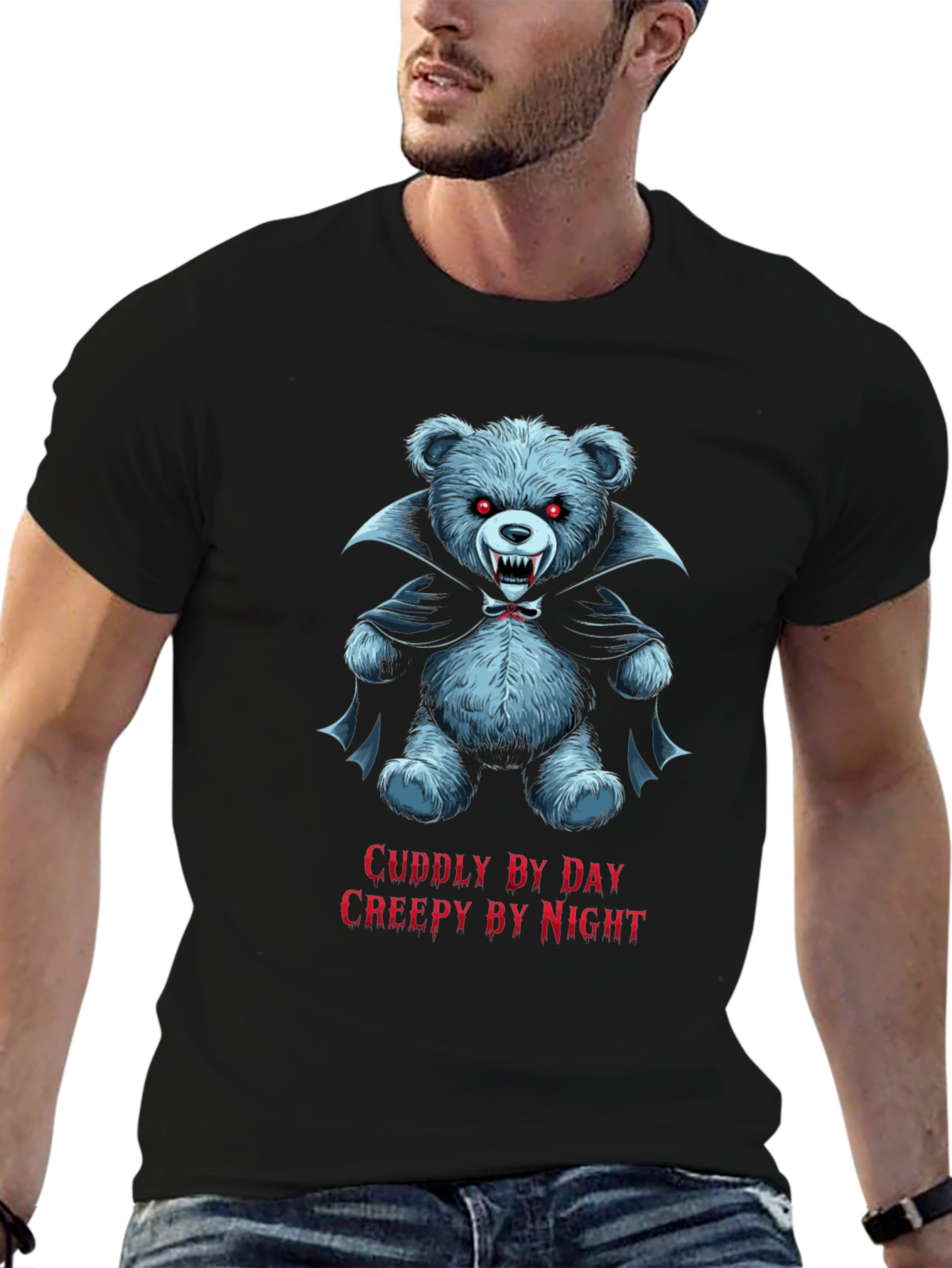 Cuddly By Day Creepy By Night Bear T-Shirt