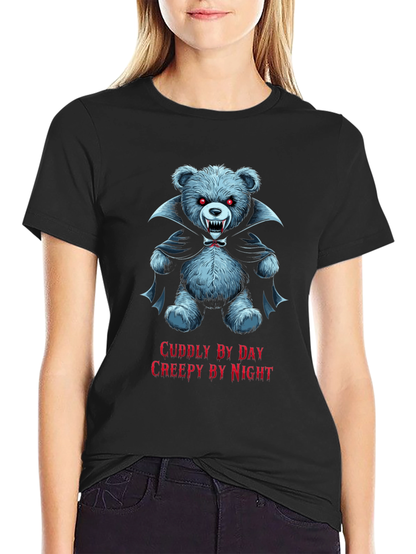 Cuddly By Day Creepy By Night Bear T-Shirt