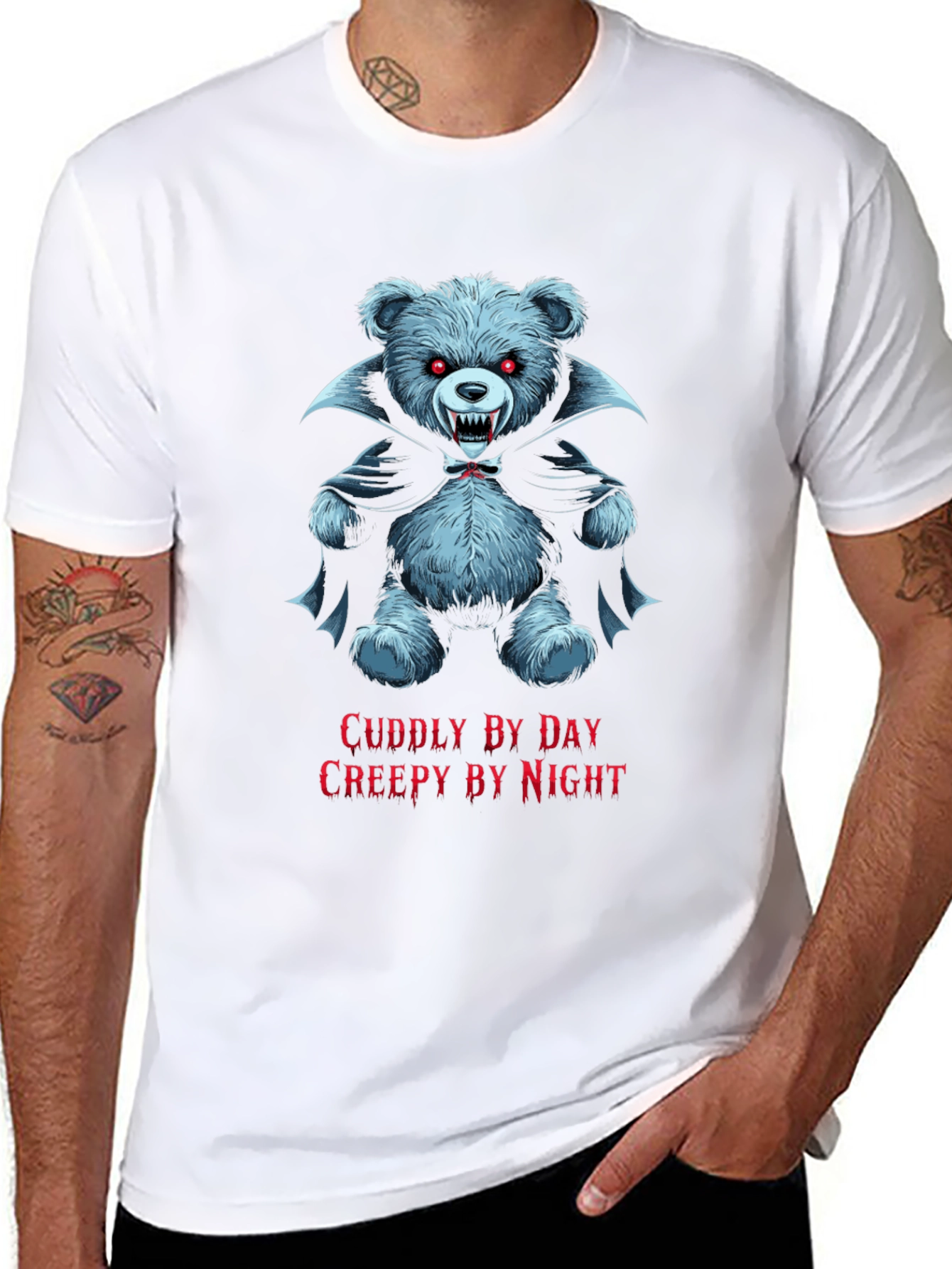 Cuddly By Day Creepy By Night Bear T-Shirt