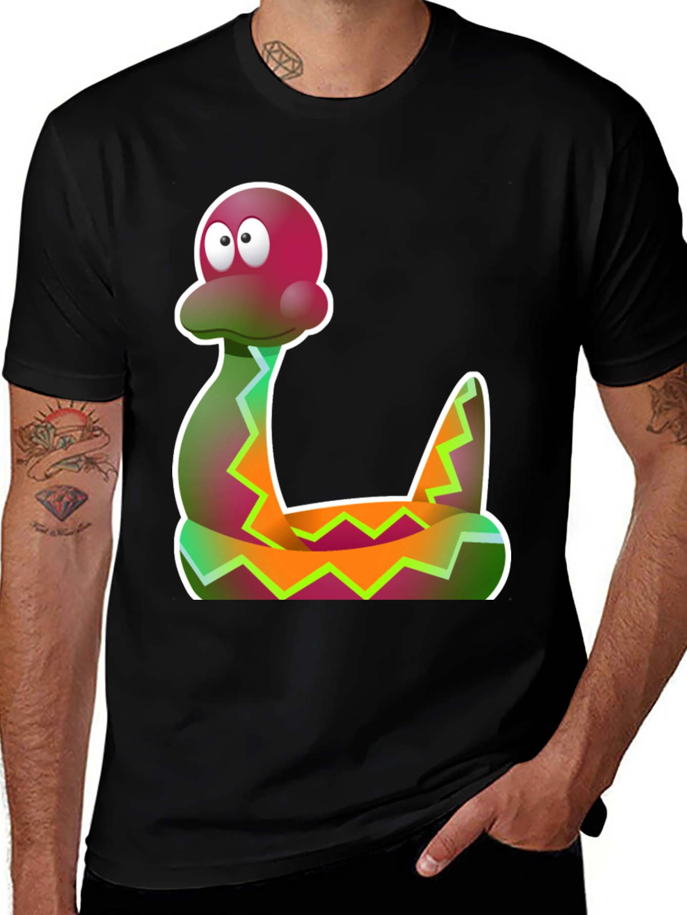 Cartoon Snake Graphic Tee - Funky Style