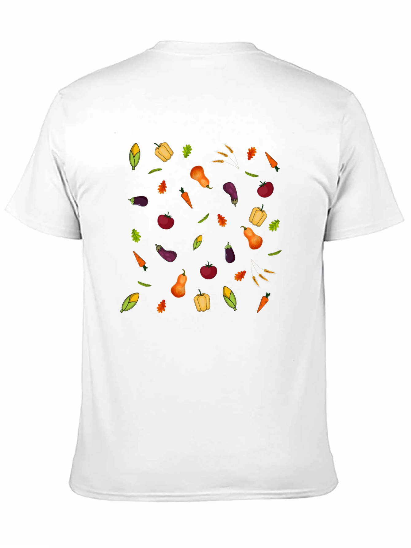 Harvest Vegetable Print Black T-Shirt