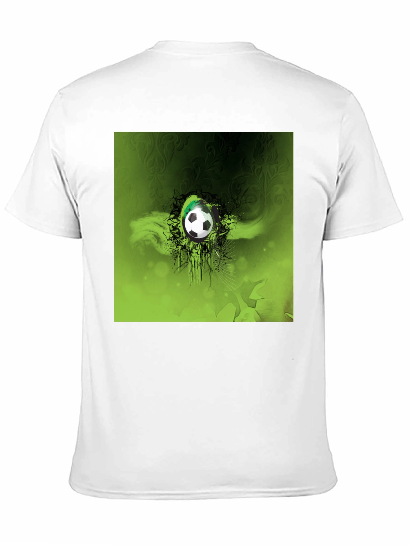 Green Soccer Ball Graphic Black T-Shirt