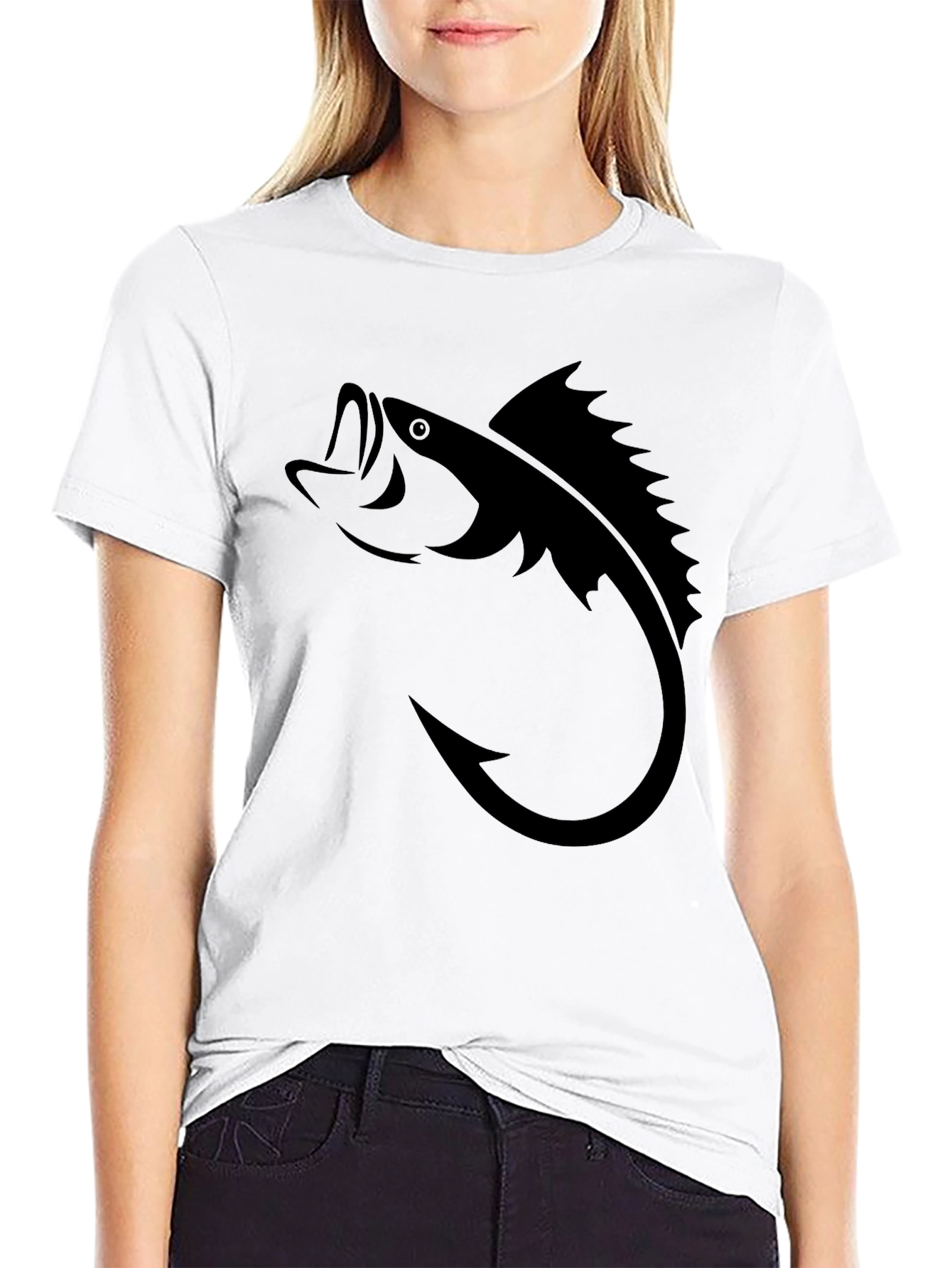 Fishing Hook Bass Graphic T-Shirt - Stylish Angler Tee
