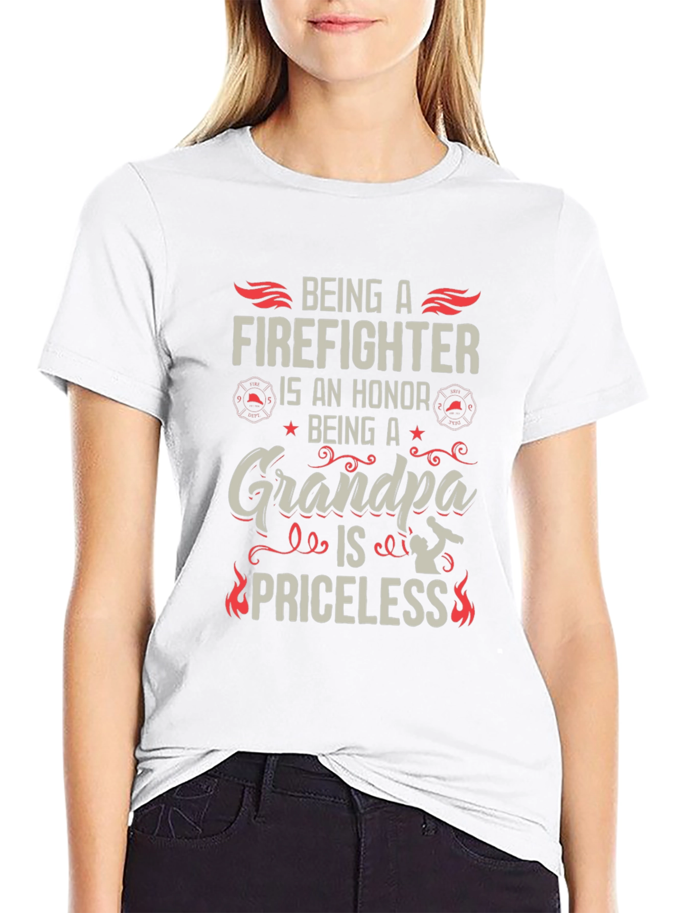 Firefighter Grandpa T-Shirt - Honor Priceless