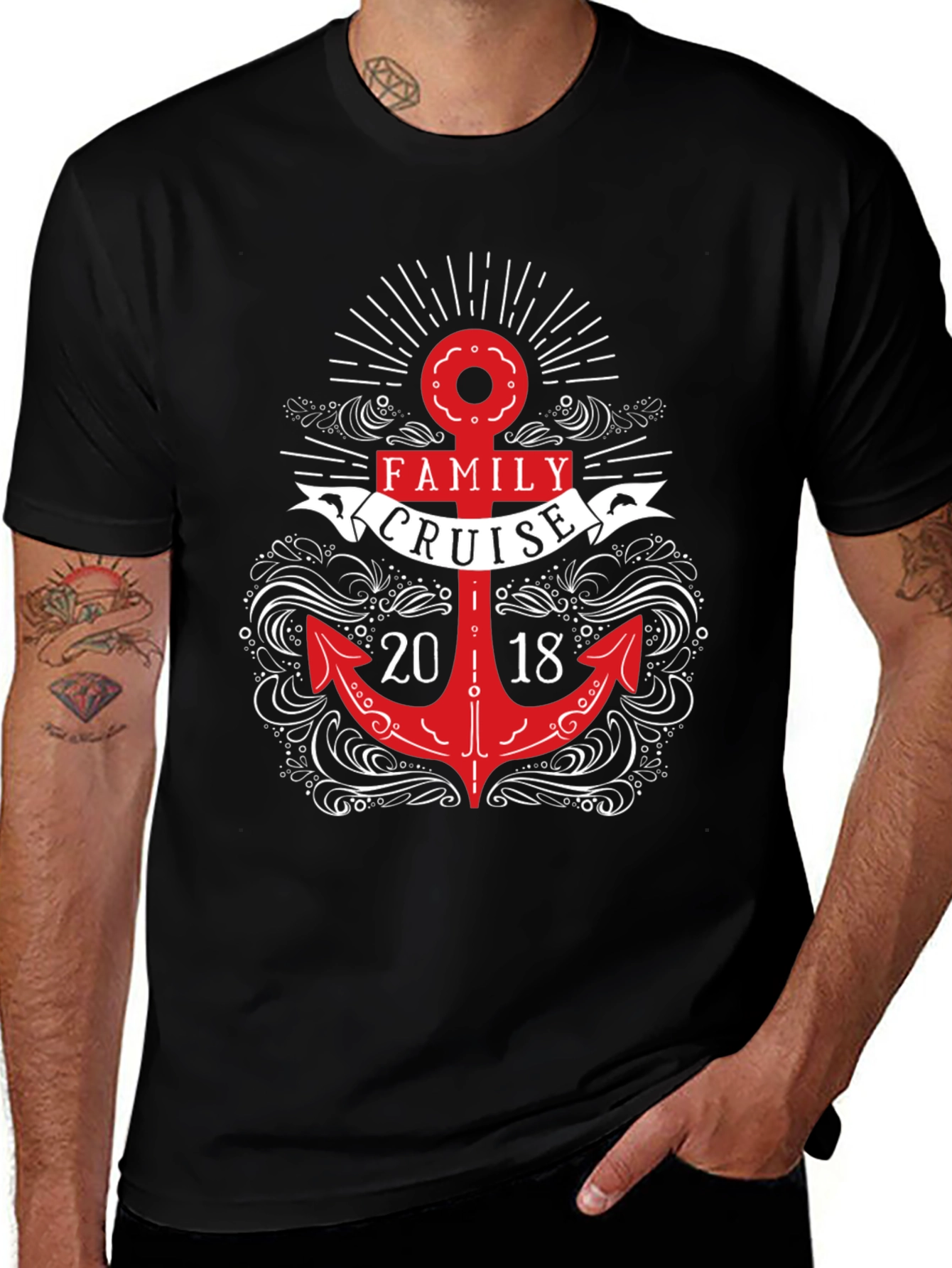 Family Cruise 2018 Anchor Graphic T-Shirt
